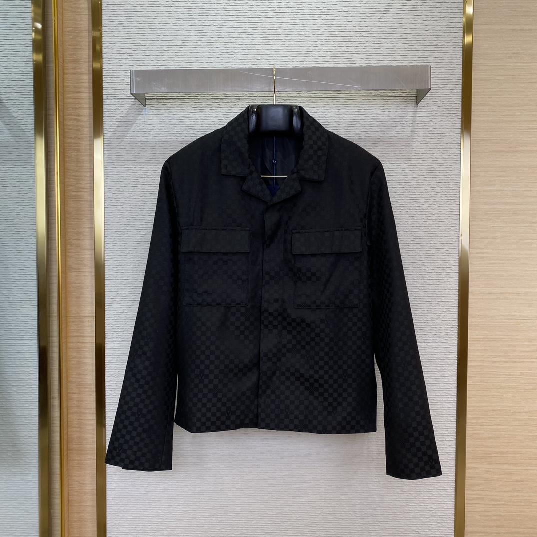 Louis Vuitton Damier Open Collar Wool Overshirt   1AFVNA - DopestKickz