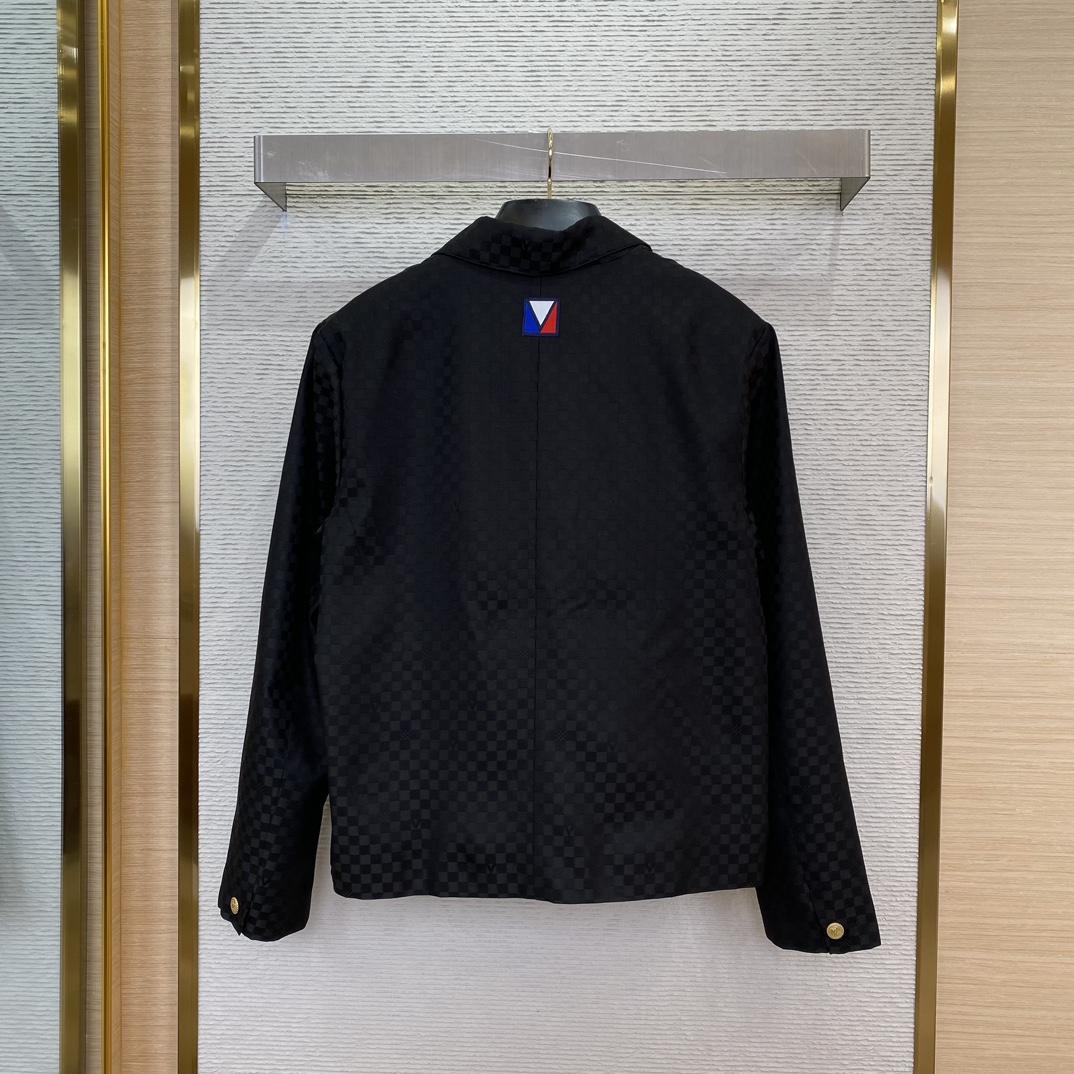 Louis Vuitton Damier Open Collar Wool Overshirt   1AFVNA - DopestKickz
