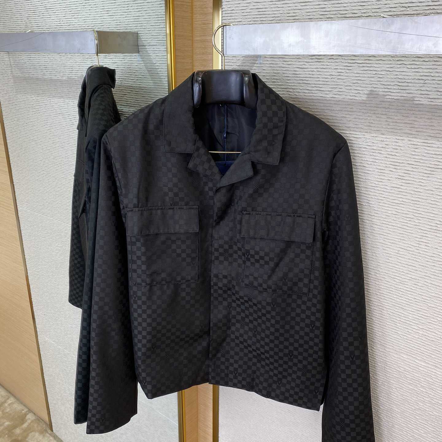 Louis Vuitton Damier Open Collar Wool Overshirt   1AFVNA - DopestKickz