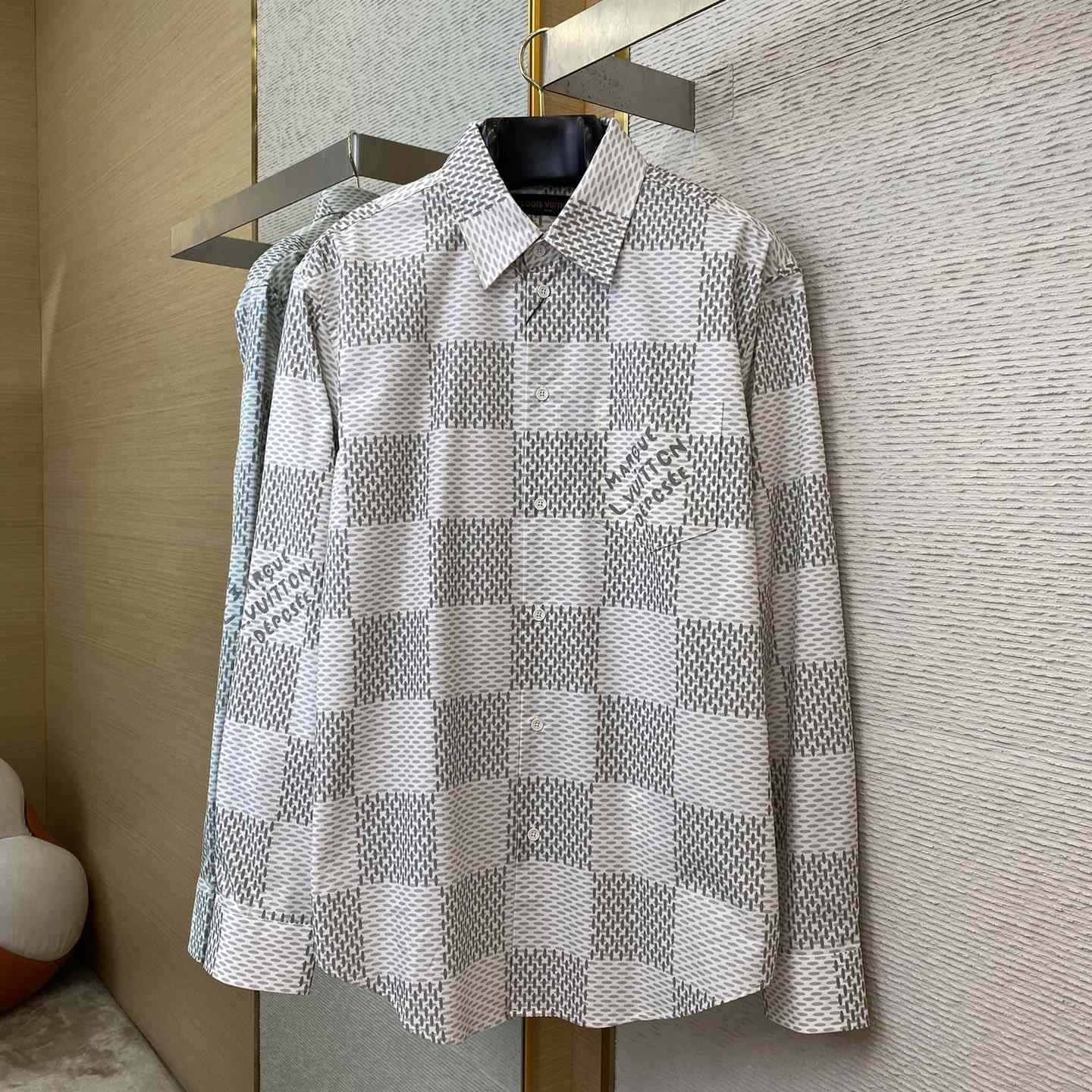 Louis Vuitton Damier Long-Sleeved Classic Cotton Shirt   1AFJDA - DopestKickz