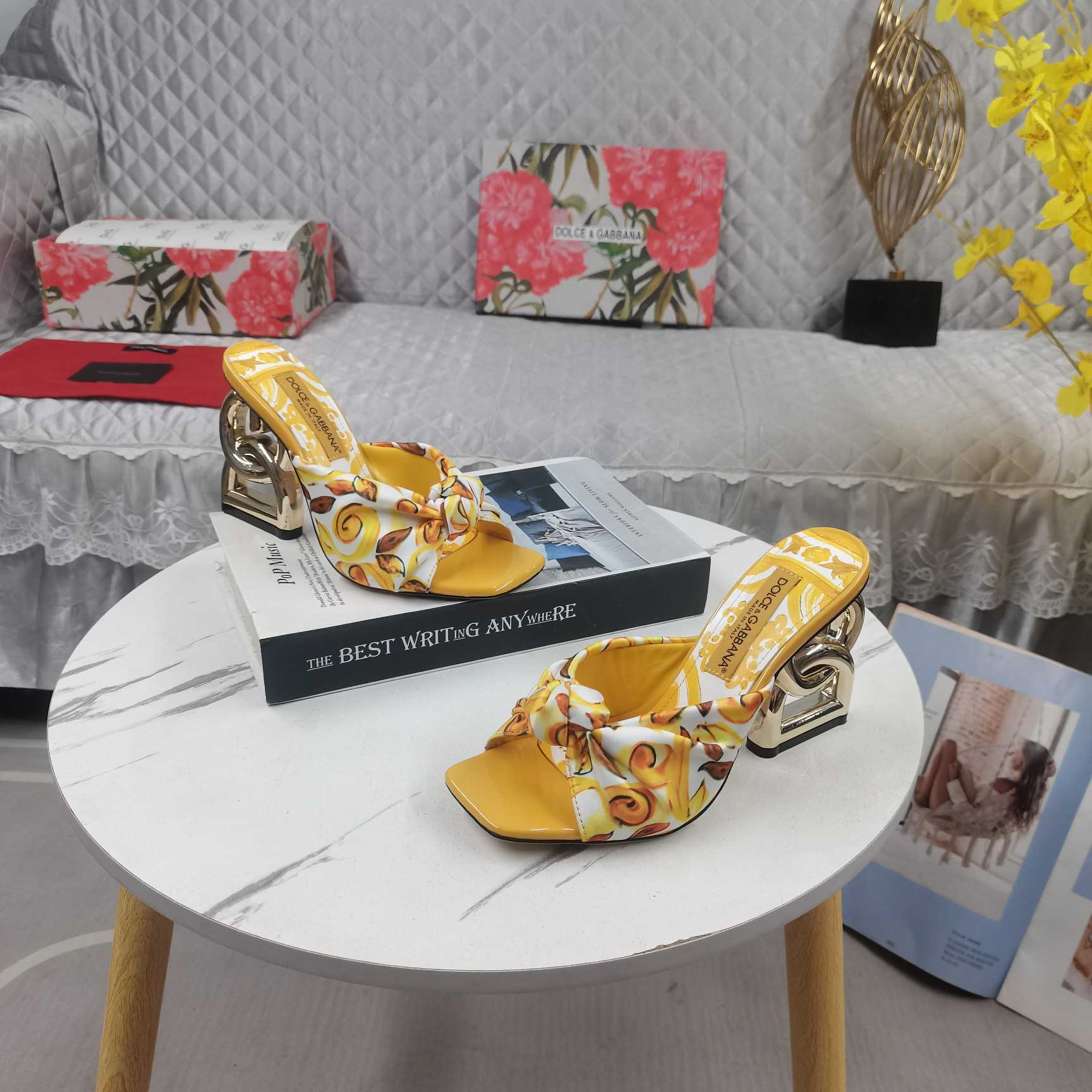 Dolce & Gabbana Printed Silk Twill DG Pop Sandals - DopestKickz