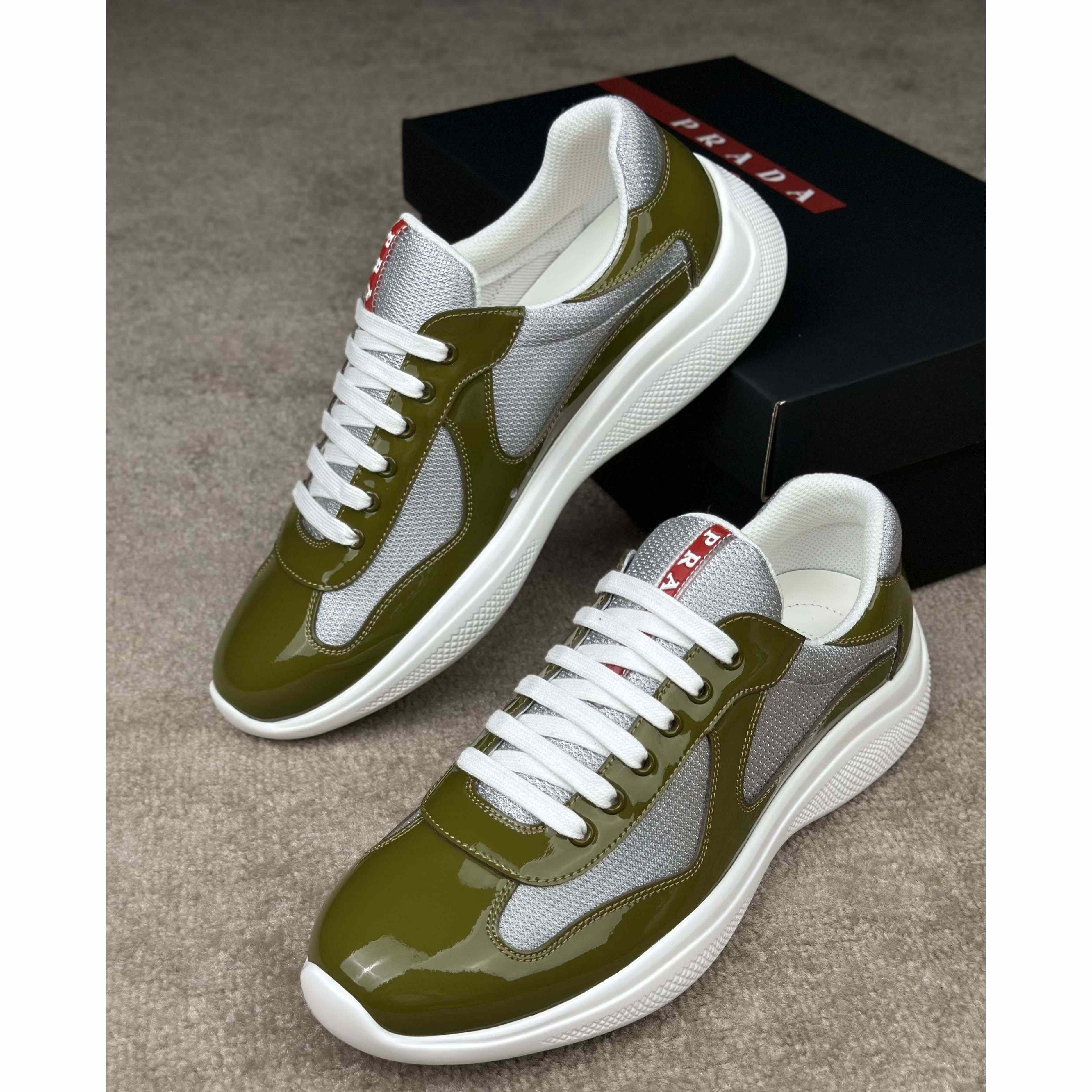 Prada Patent leather And Technical Fabric Prada America's Cup Sneakers - DopestKickz
