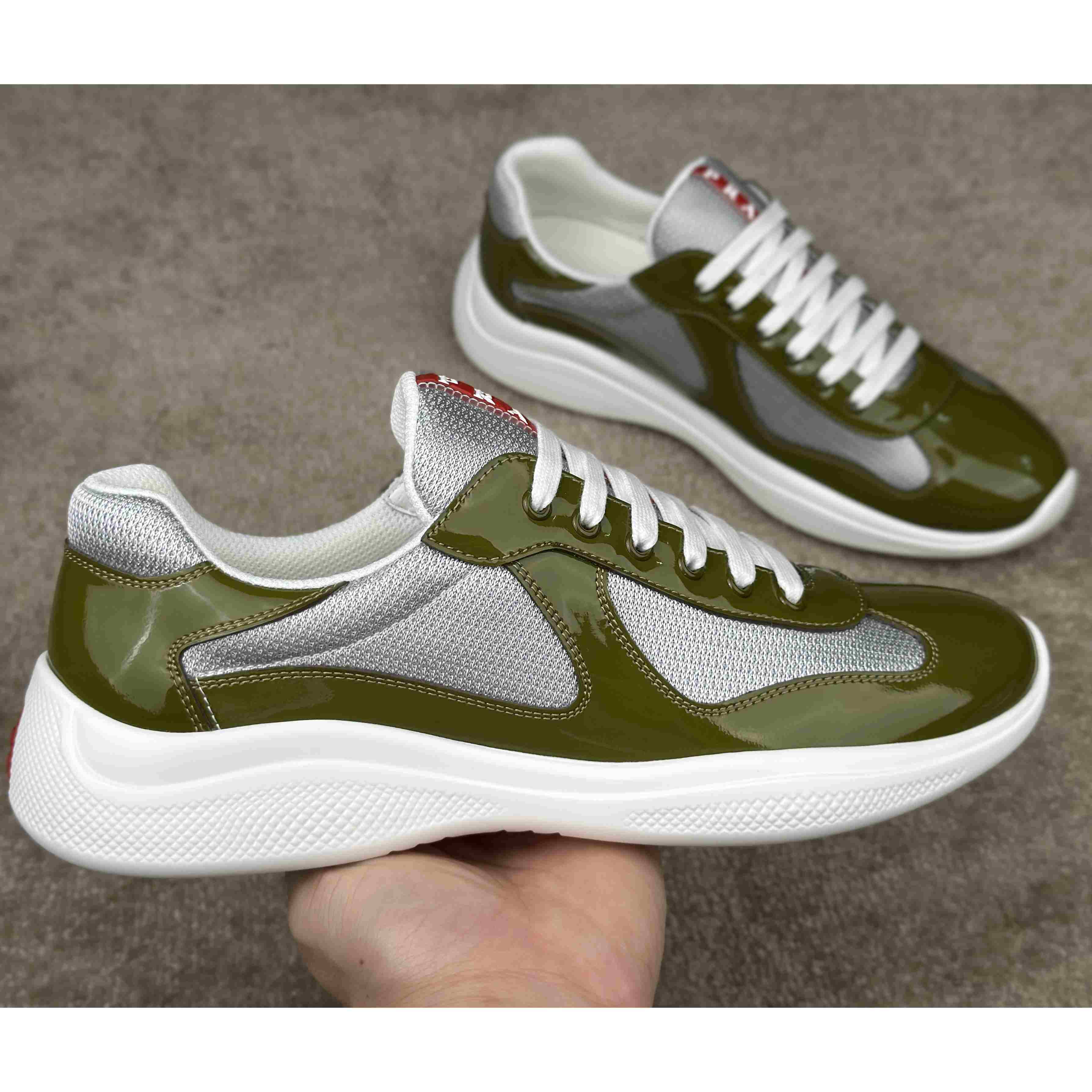 Prada Patent leather And Technical Fabric Prada America's Cup Sneakers - DopestKickz