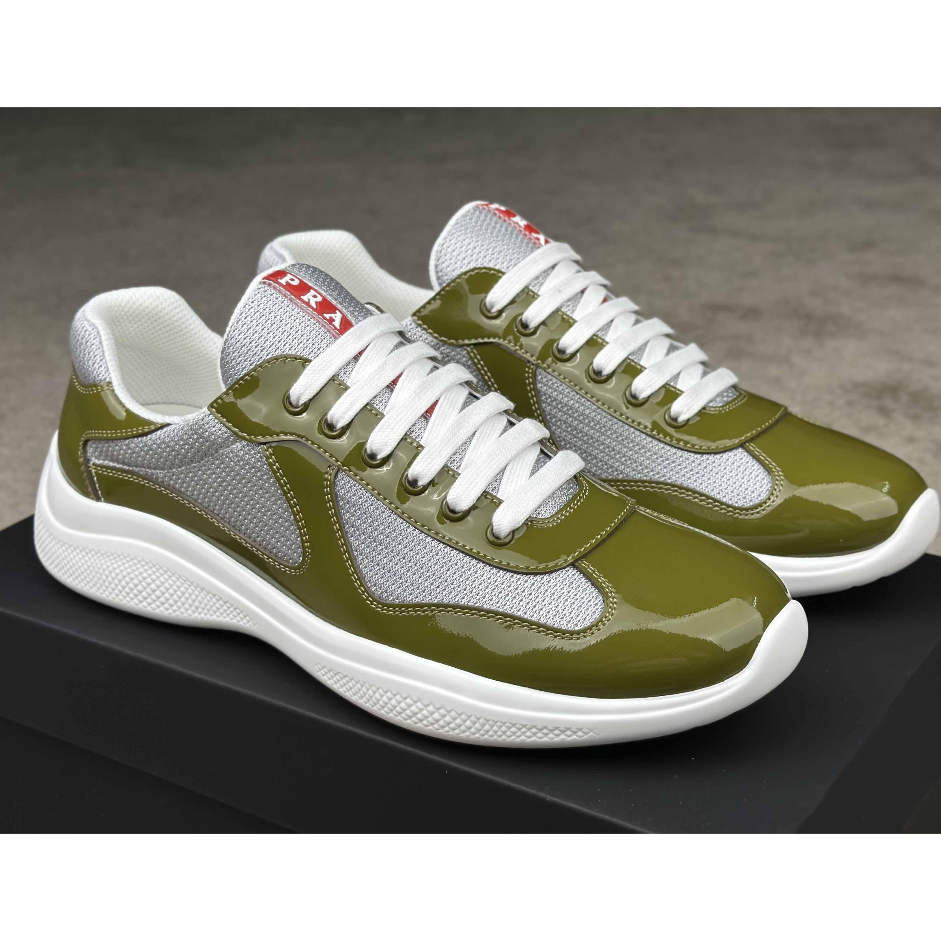 Prada Patent leather And Technical Fabric Prada America's Cup Sneakers - DopestKickz