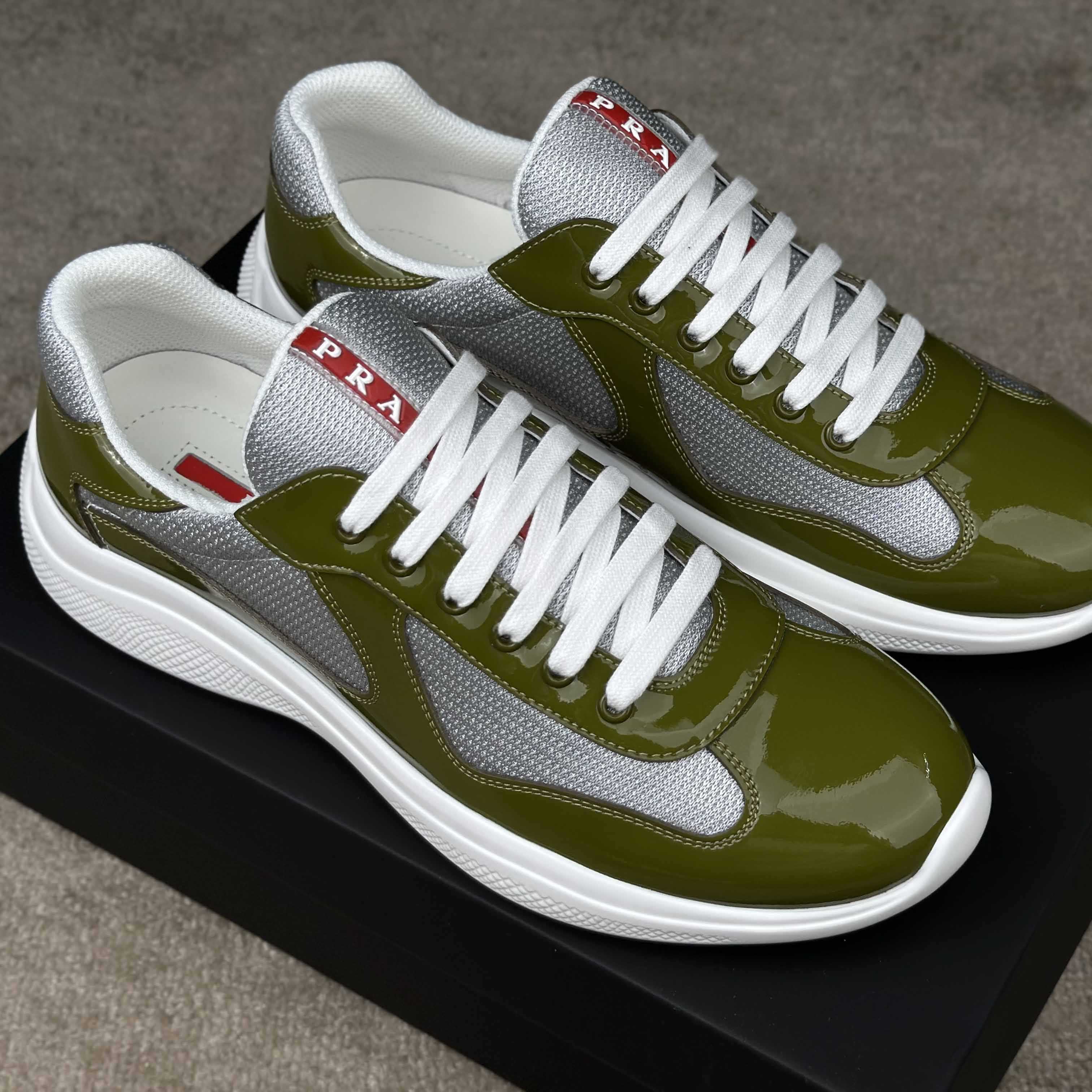 Prada Patent leather And Technical Fabric Prada America's Cup Sneakers - DopestKickz