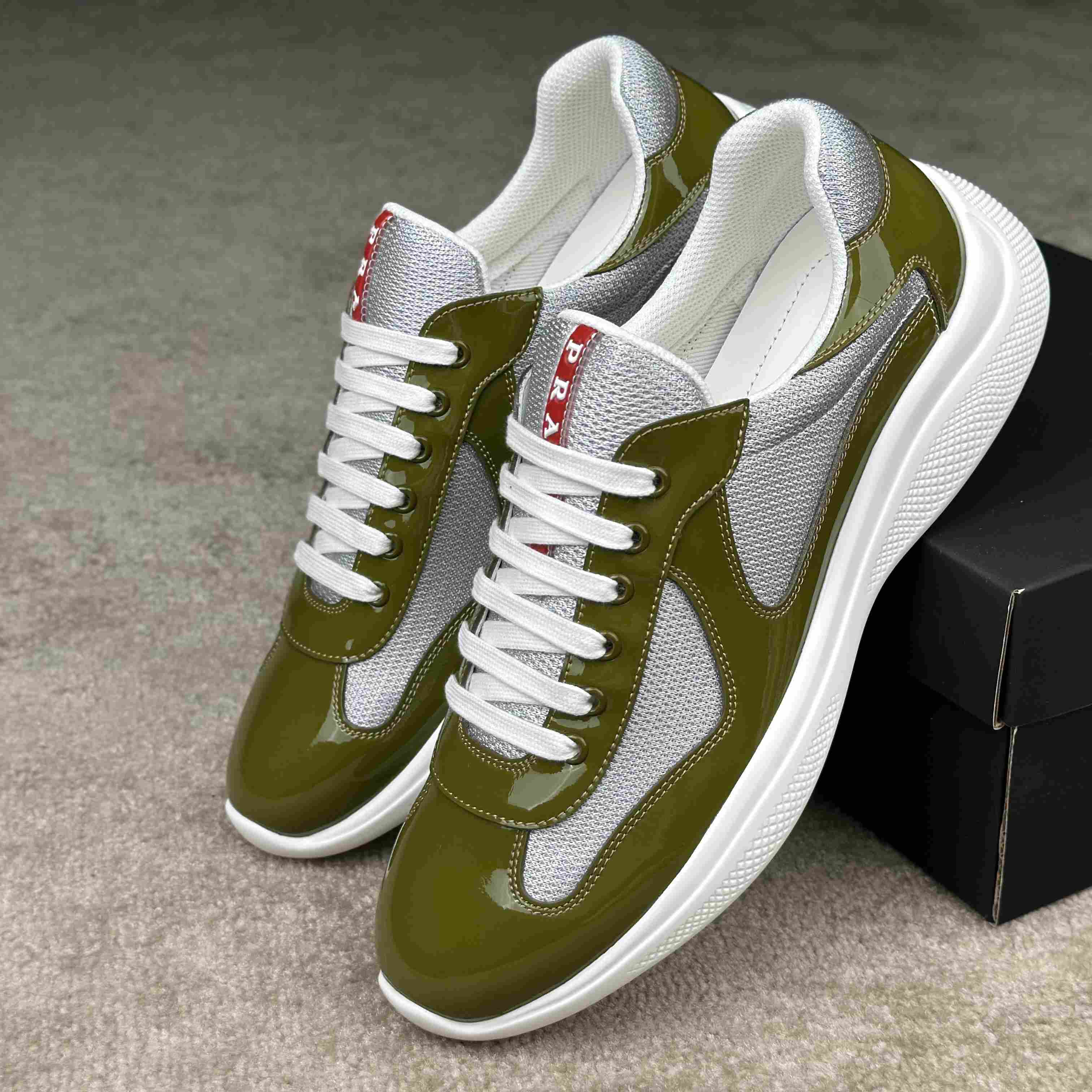 Prada Patent leather And Technical Fabric Prada America's Cup Sneakers - DopestKickz