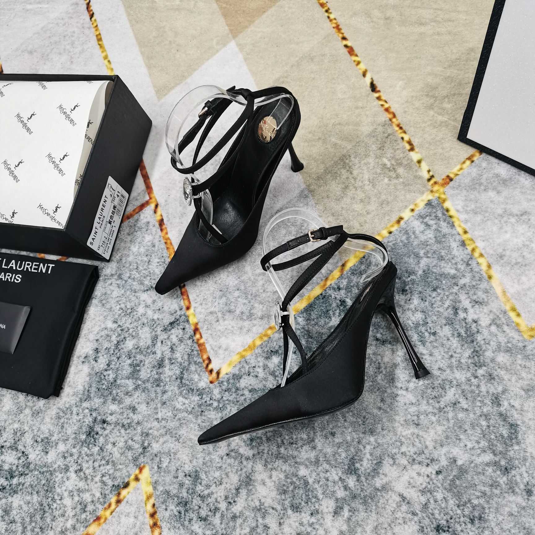 Saint Laurent Harlow Pumps In Satin Crepe And Crystals - DopestKickz