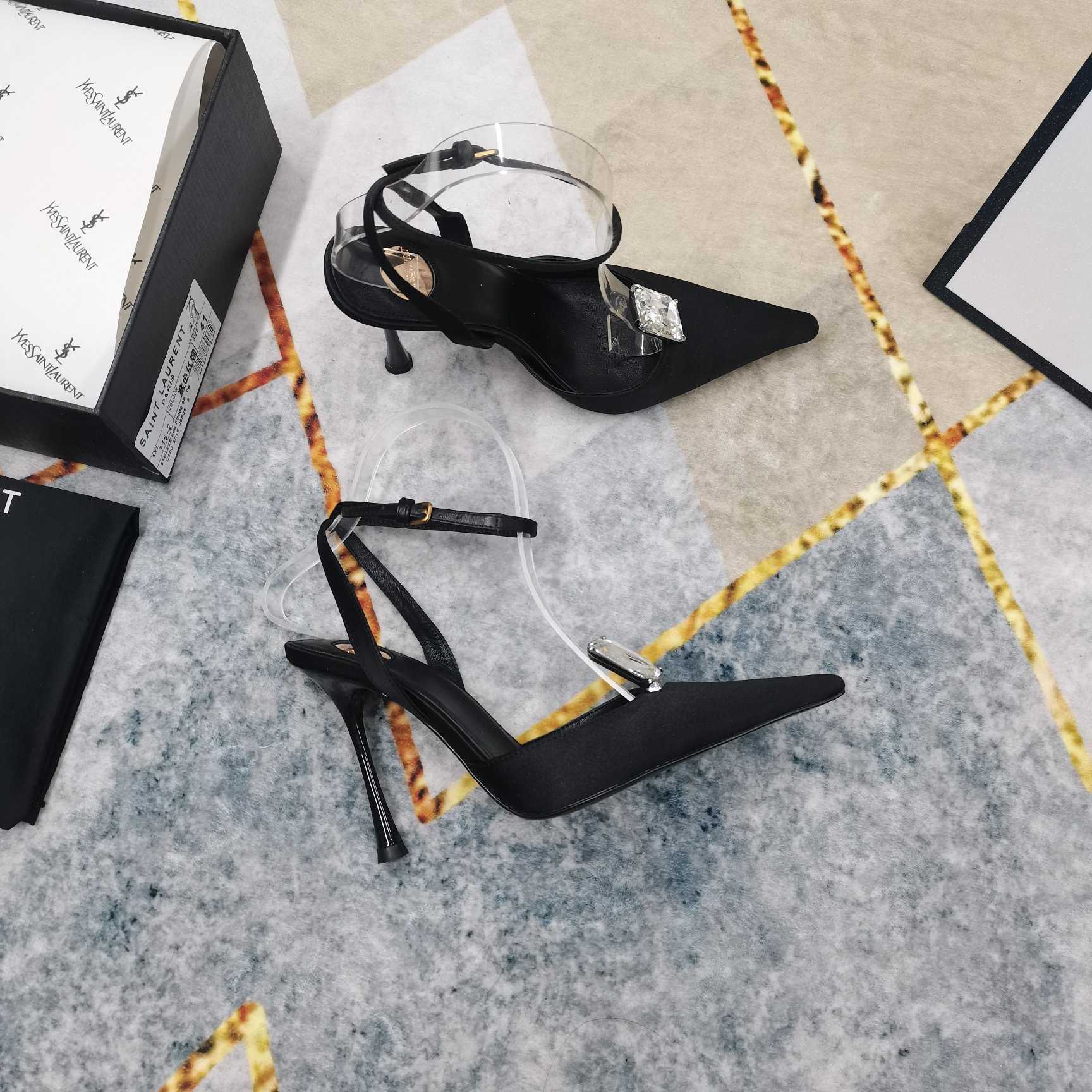 Saint Laurent Harlow Pumps In Satin Crepe And Crystals - DopestKickz