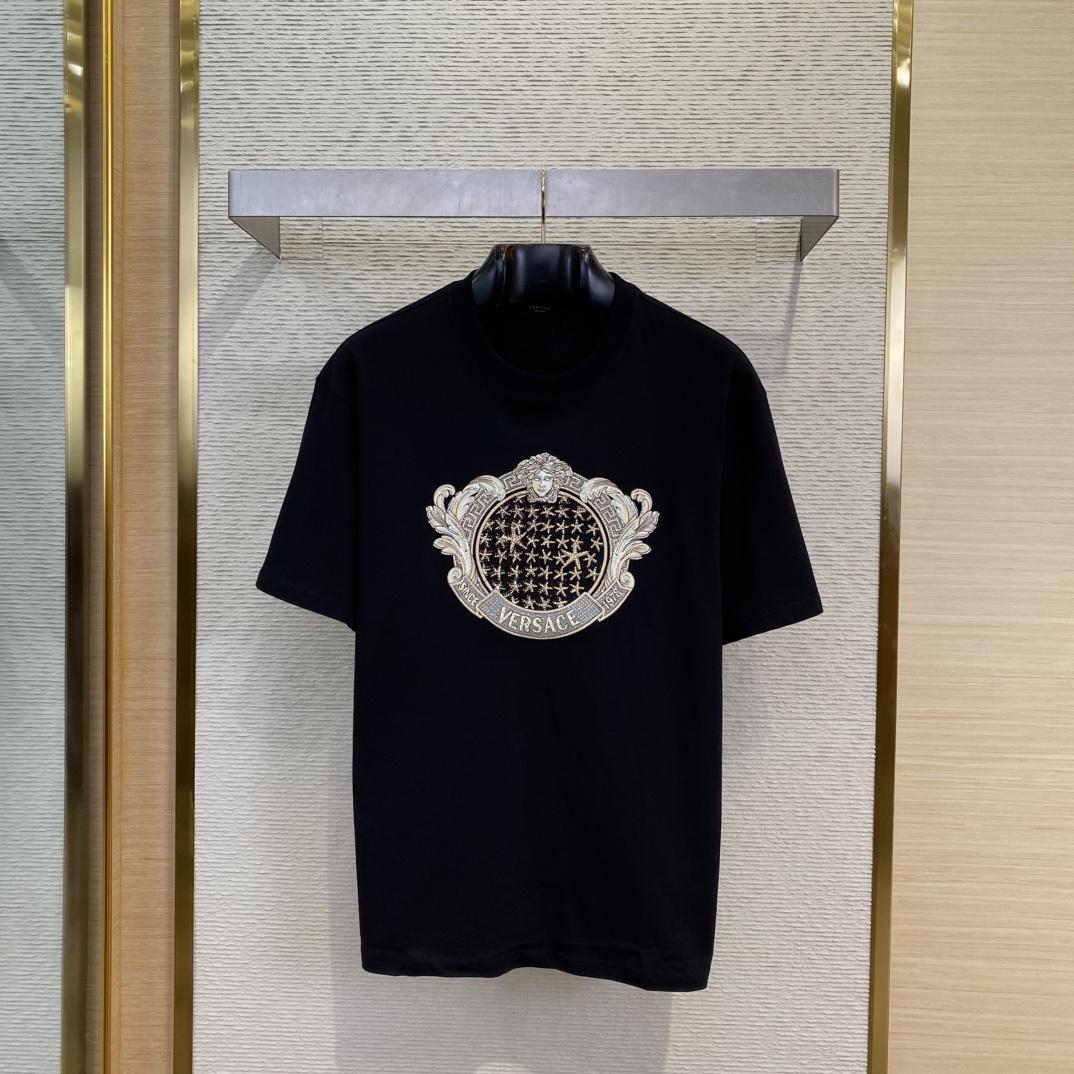 Versace Crystal Starfish Blason T-Shirt Black  - DopestKickz
