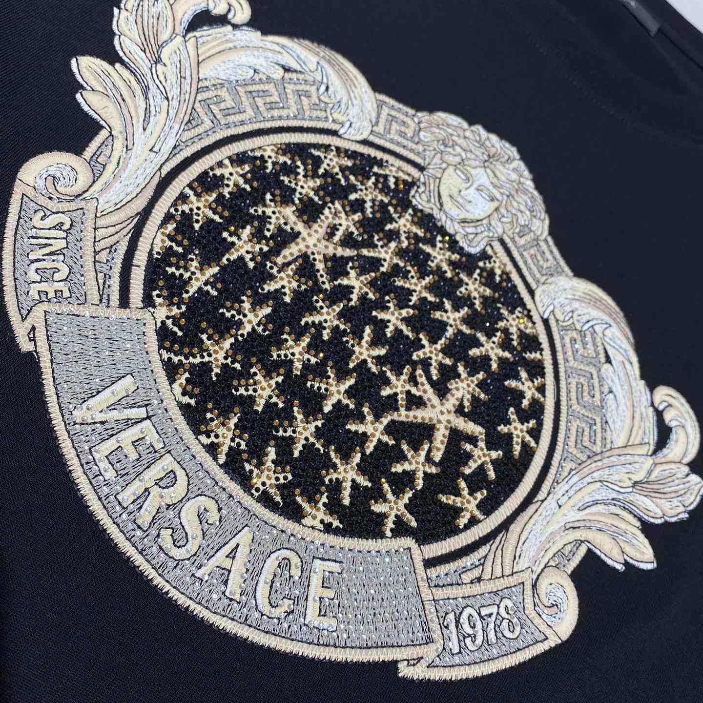 Versace Crystal Starfish Blason T-Shirt Black  - DopestKickz