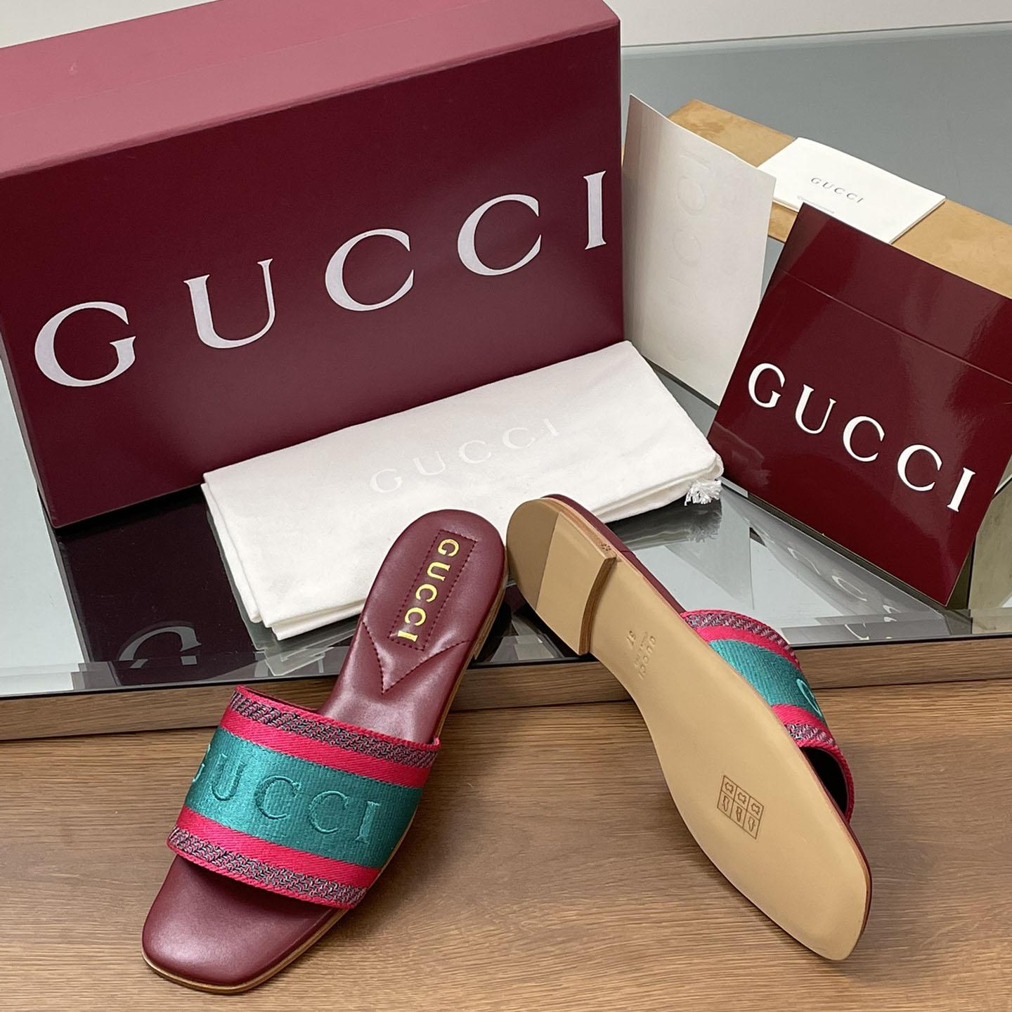 Gucci Women's Slide Sandal With Web - DopestKickz