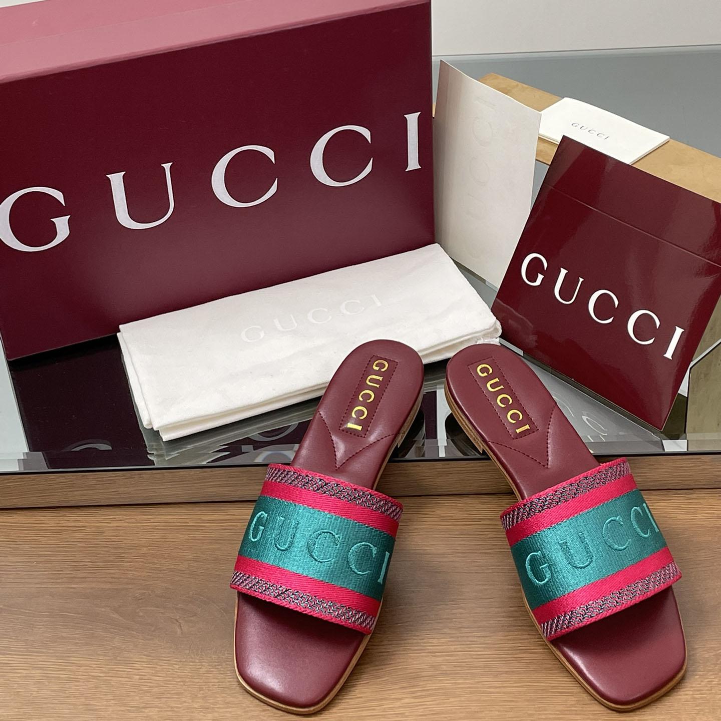 Gucci Women's Slide Sandal With Web - DopestKickz