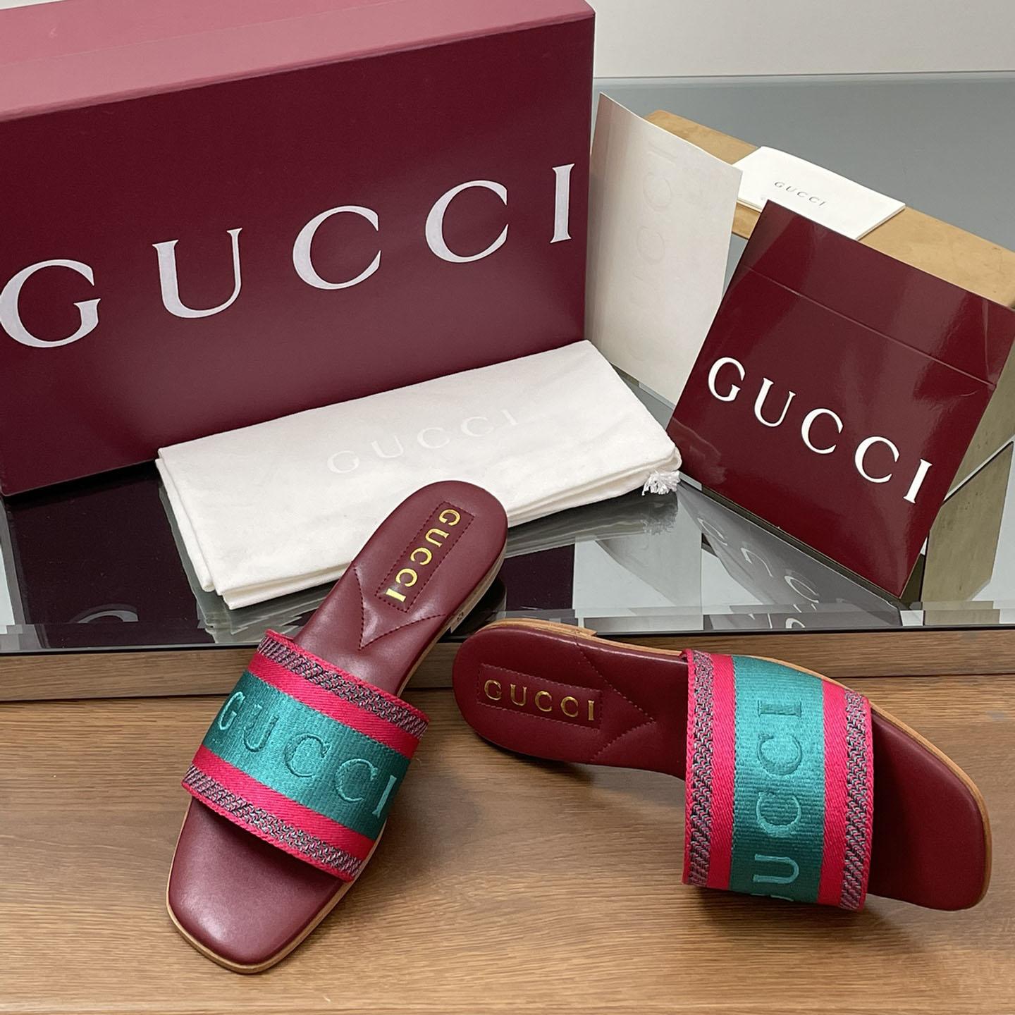 Gucci Women's Slide Sandal With Web - DopestKickz
