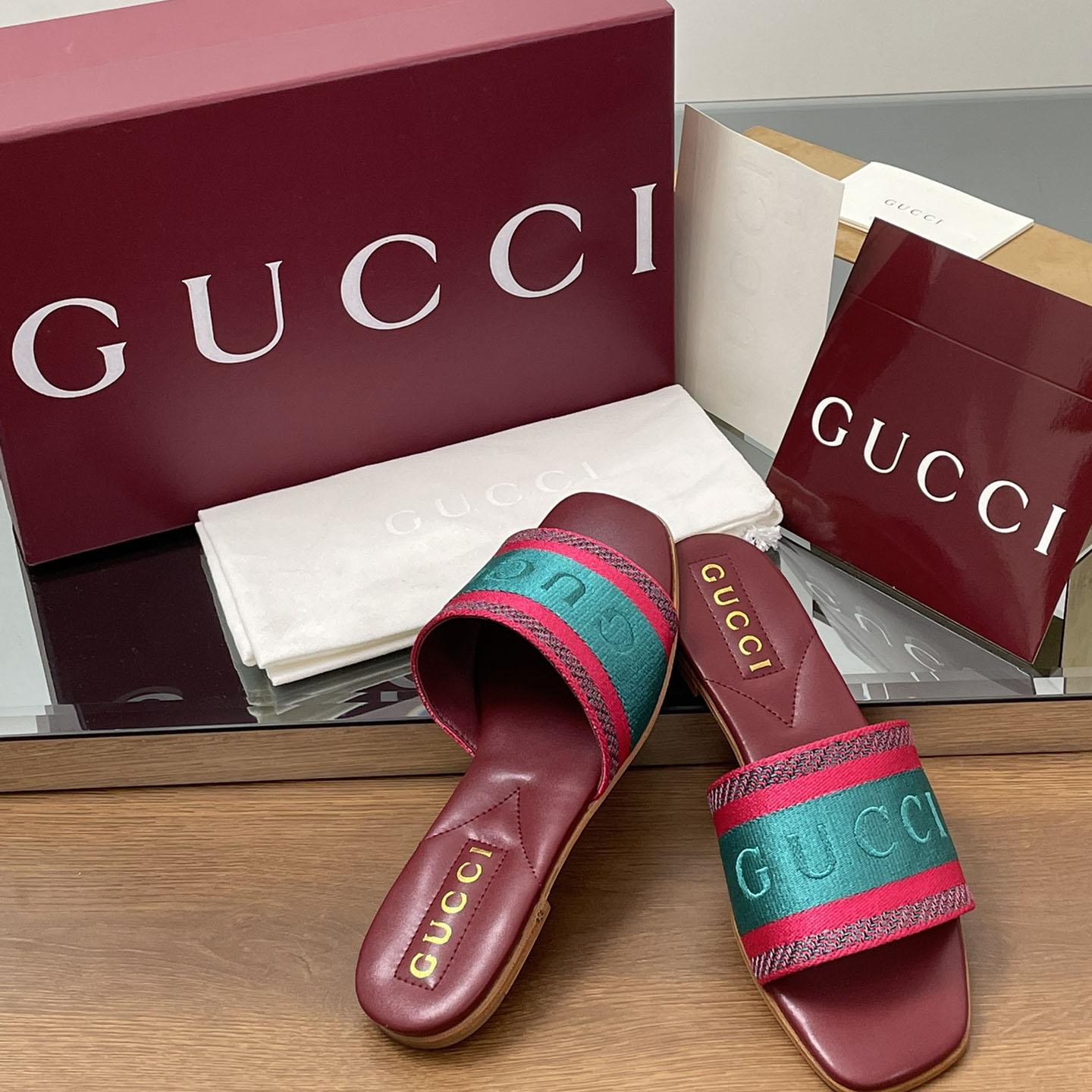 Gucci Women's Slide Sandal With Web - DopestKickz