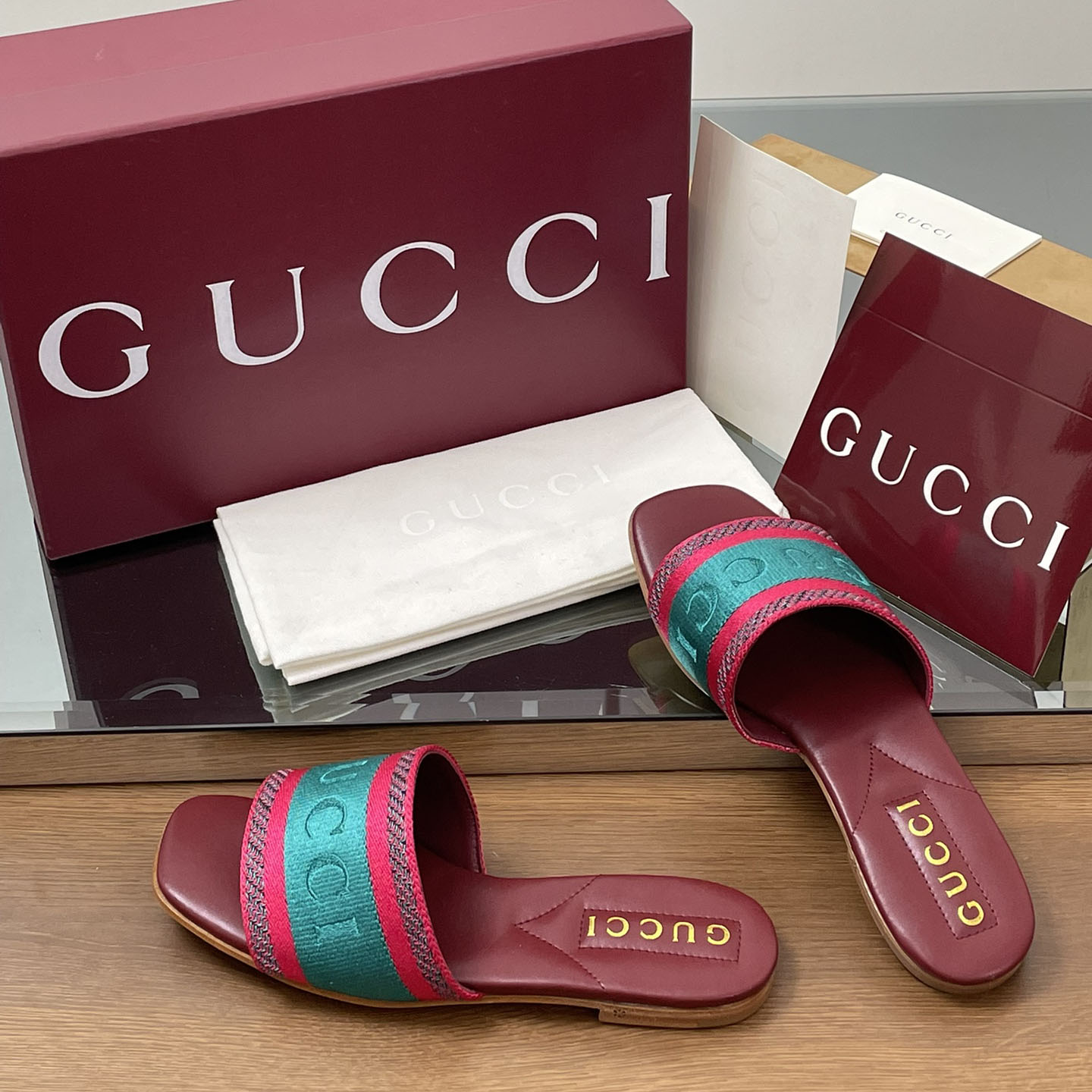 Gucci Women's Slide Sandal With Web - DopestKickz
