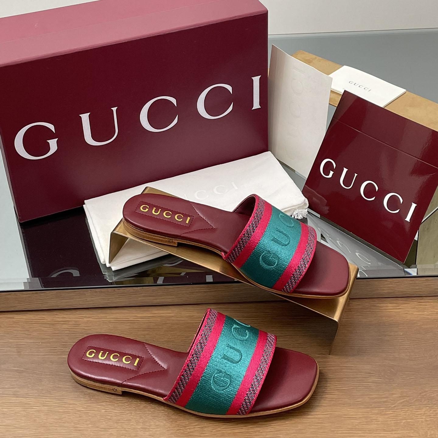 Gucci Women's Slide Sandal With Web - DopestKickz