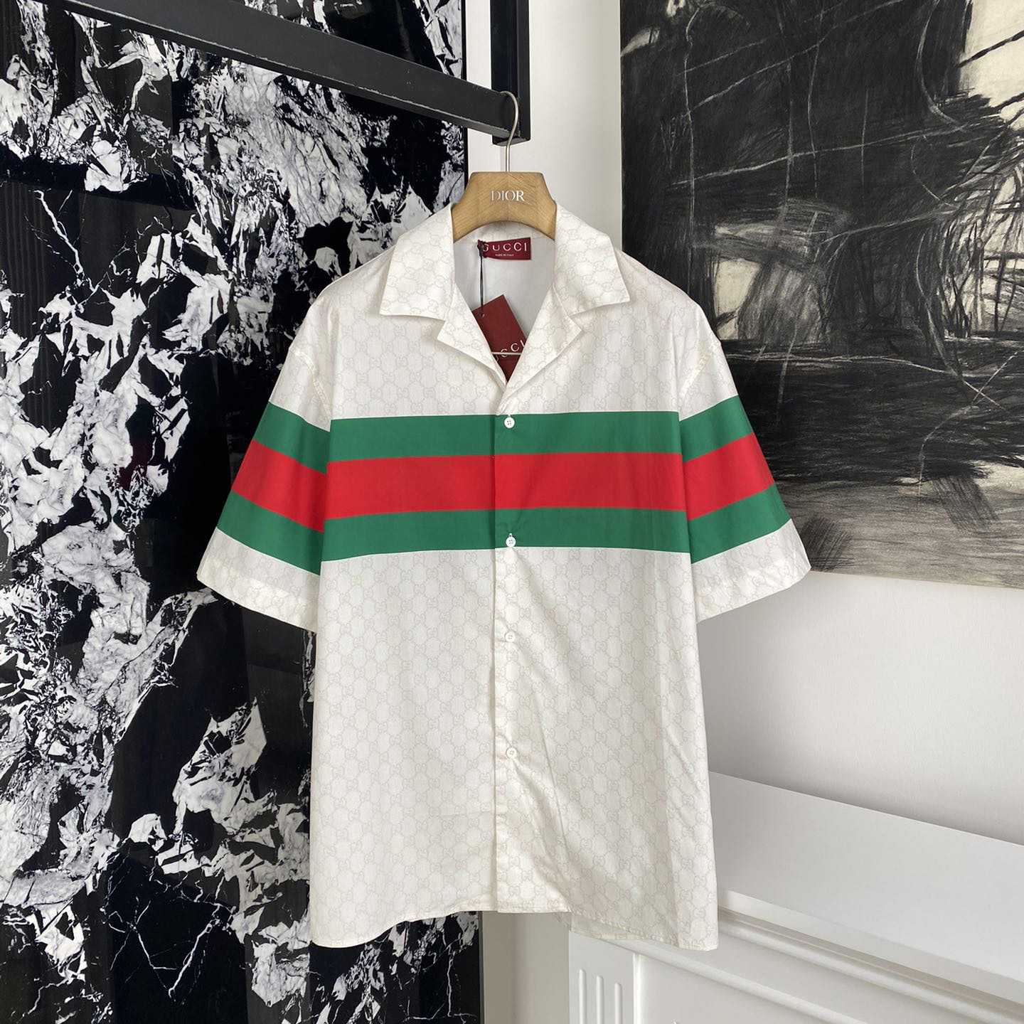 Gucci GG Web-print Cotton Shirt - DopestKickz