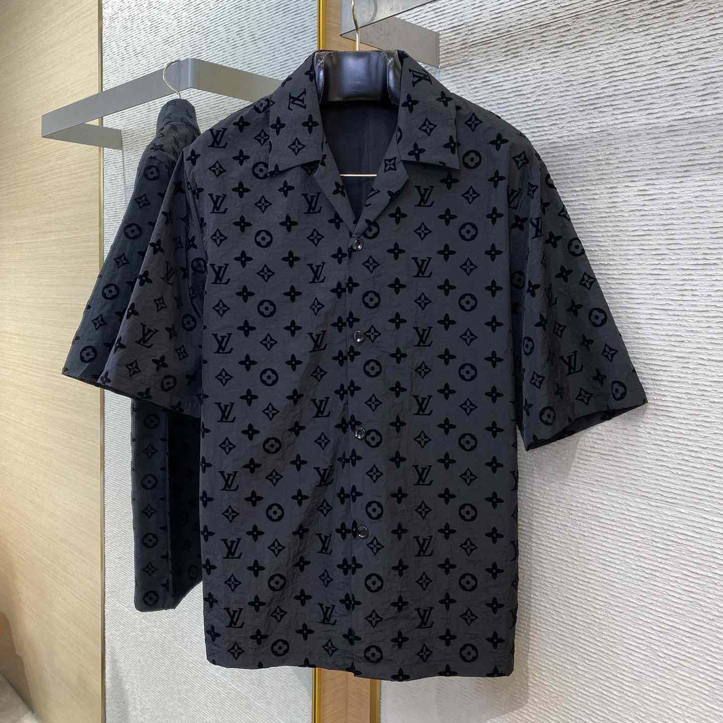 Louis Vuitton Flocked  Monogram Short-Sleeved Shirt - DopestKickz