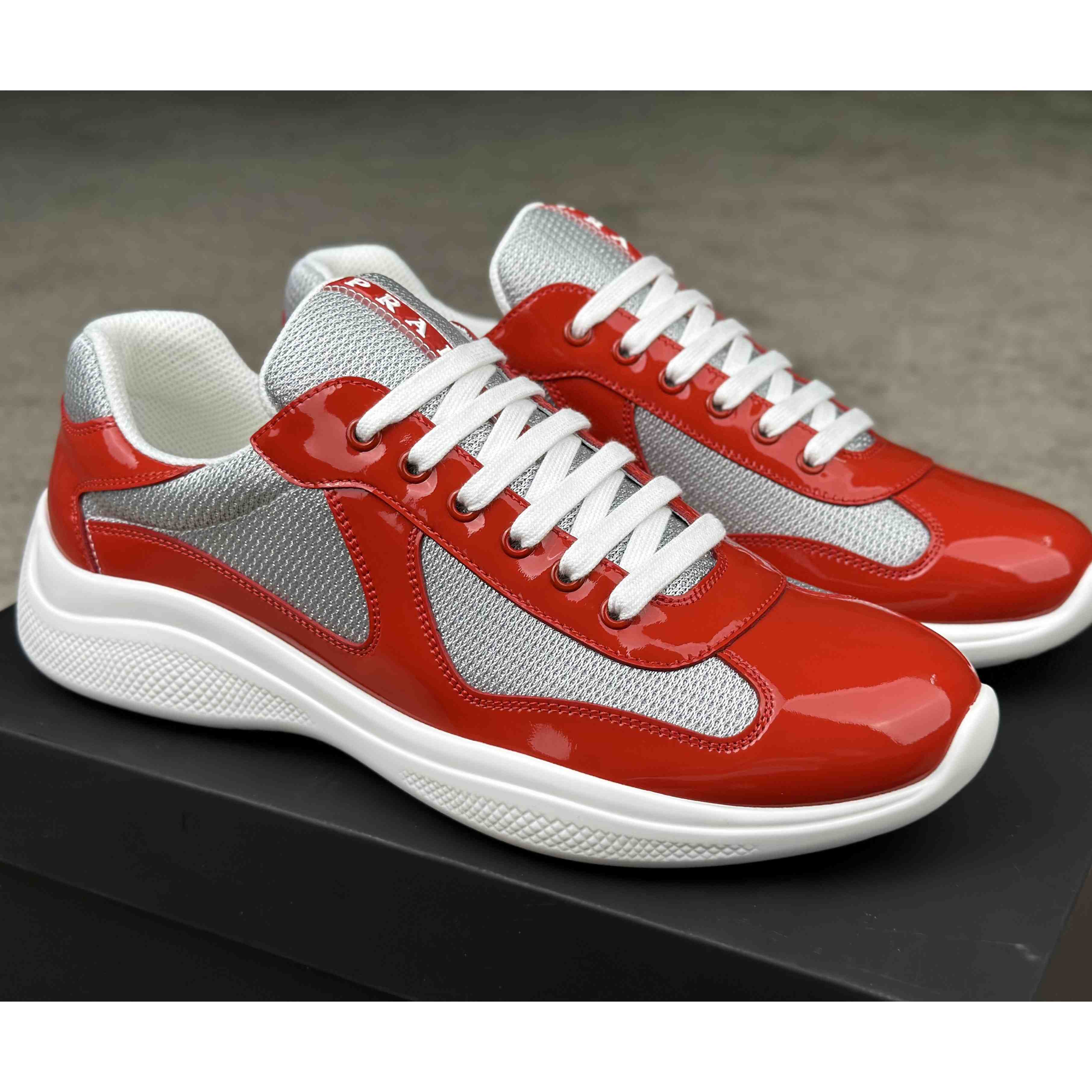 Prada Patent Leather And Technical Fabric Prada America's Cup Sneakers - DopestKickz
