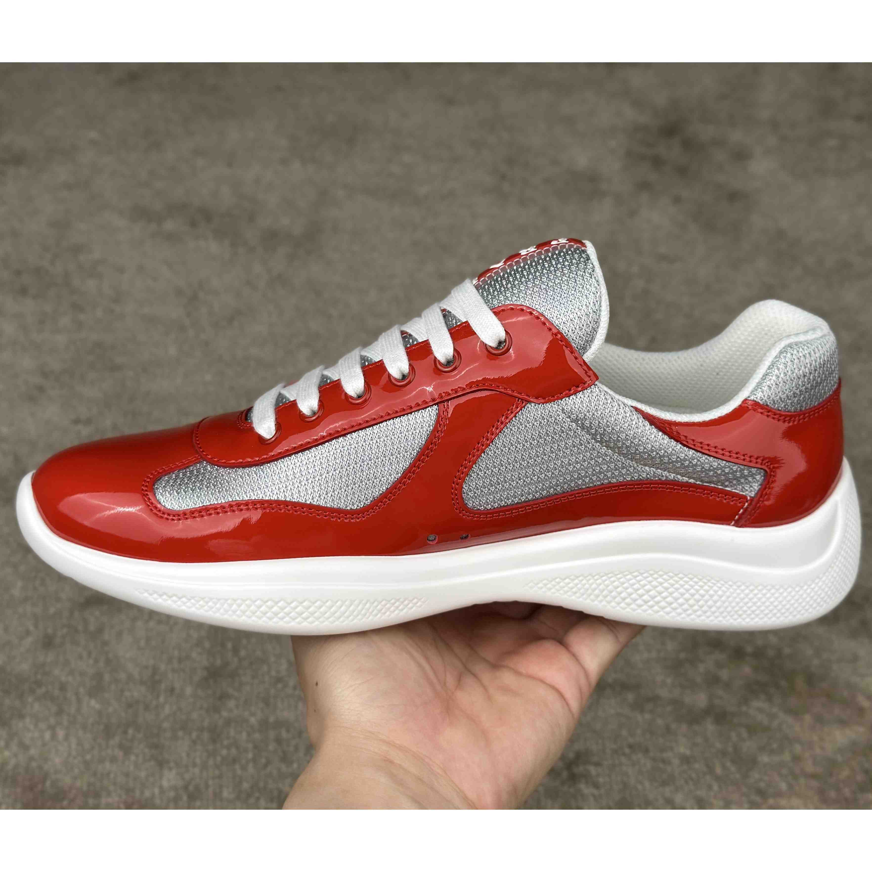 Prada Patent Leather And Technical Fabric Prada America's Cup Sneakers - DopestKickz