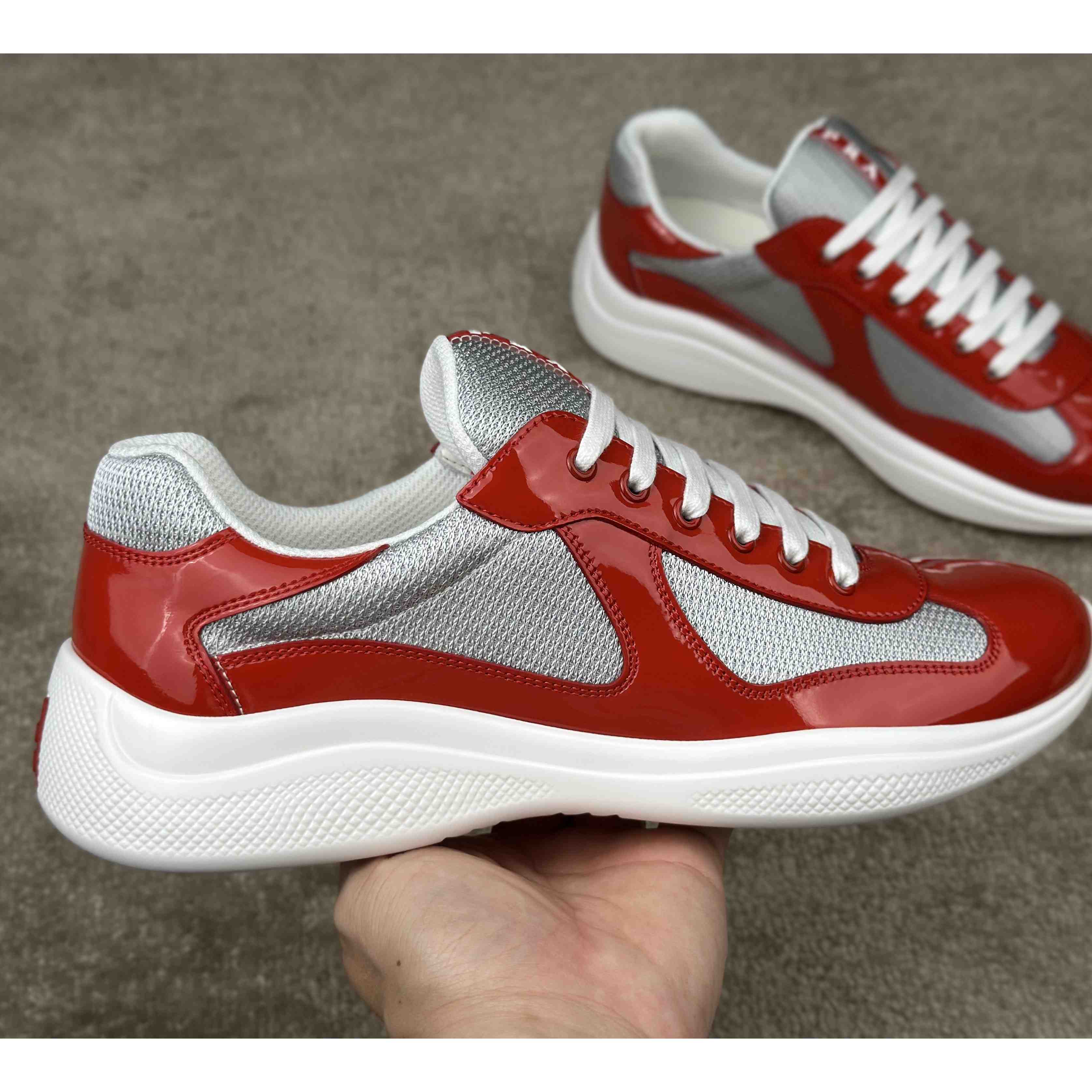 Prada Patent Leather And Technical Fabric Prada America's Cup Sneakers - DopestKickz