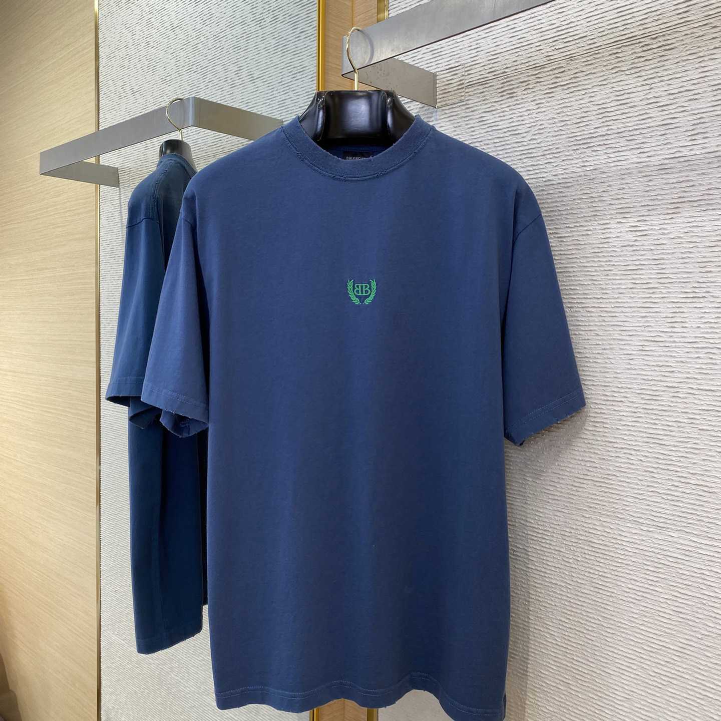 Balenciaga Men's Blue Logo T-shirt - DopestKickz