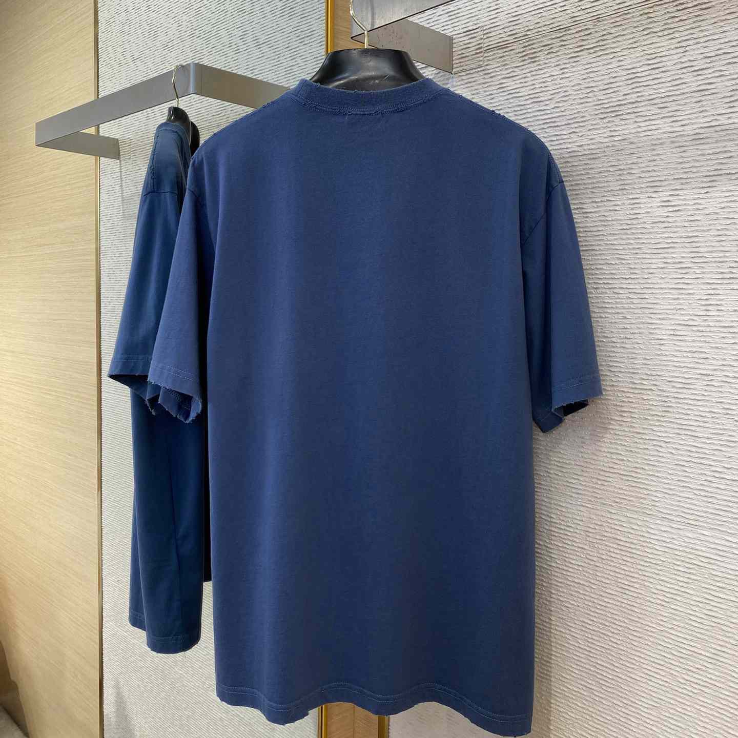 Balenciaga Men's Blue Logo T-shirt - DopestKickz