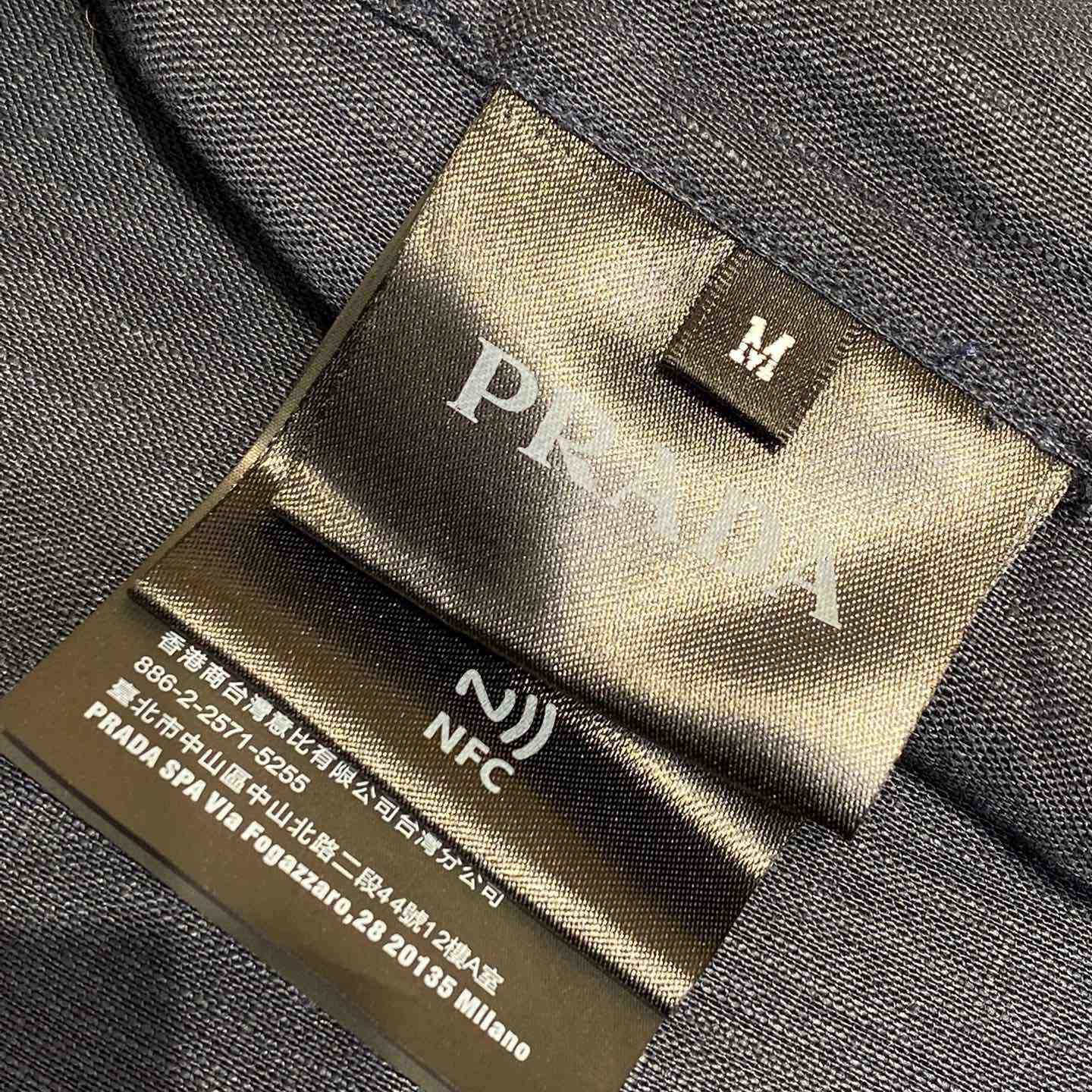 Prada Triangle-logo Cuban-collar Linen Shirt - DopestKickz