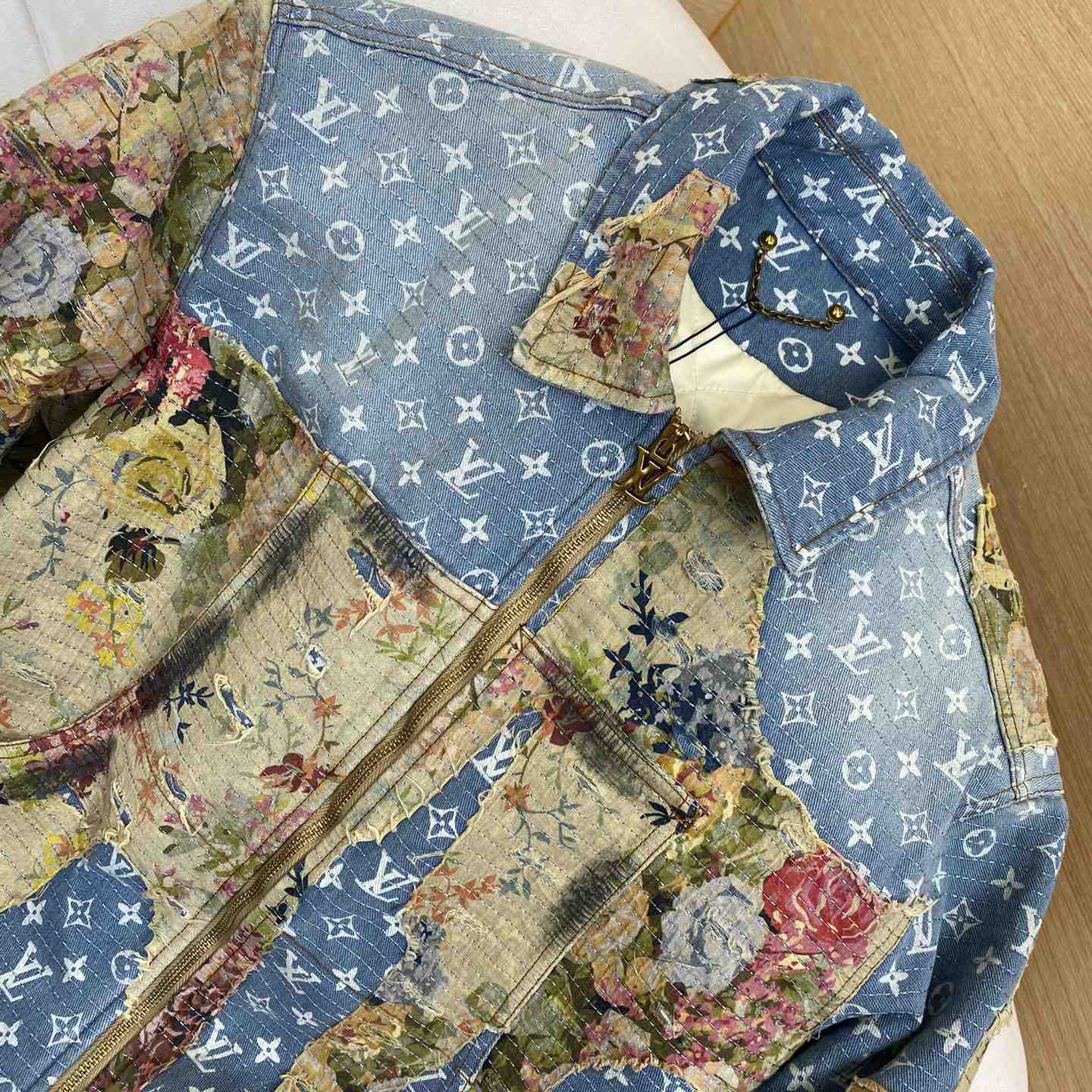 Louis Vuitton Destroyed Workwear Denim Jacket  1AAGQG - DopestKickz