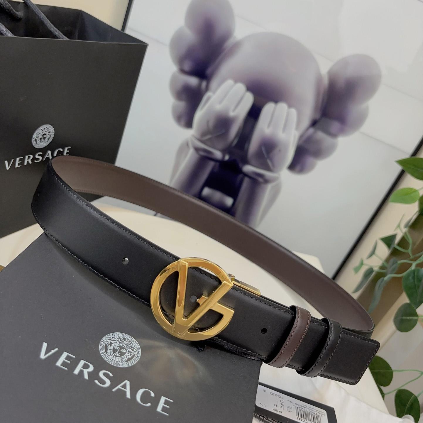 Versace Leather Belt   40mm - DopestKickz