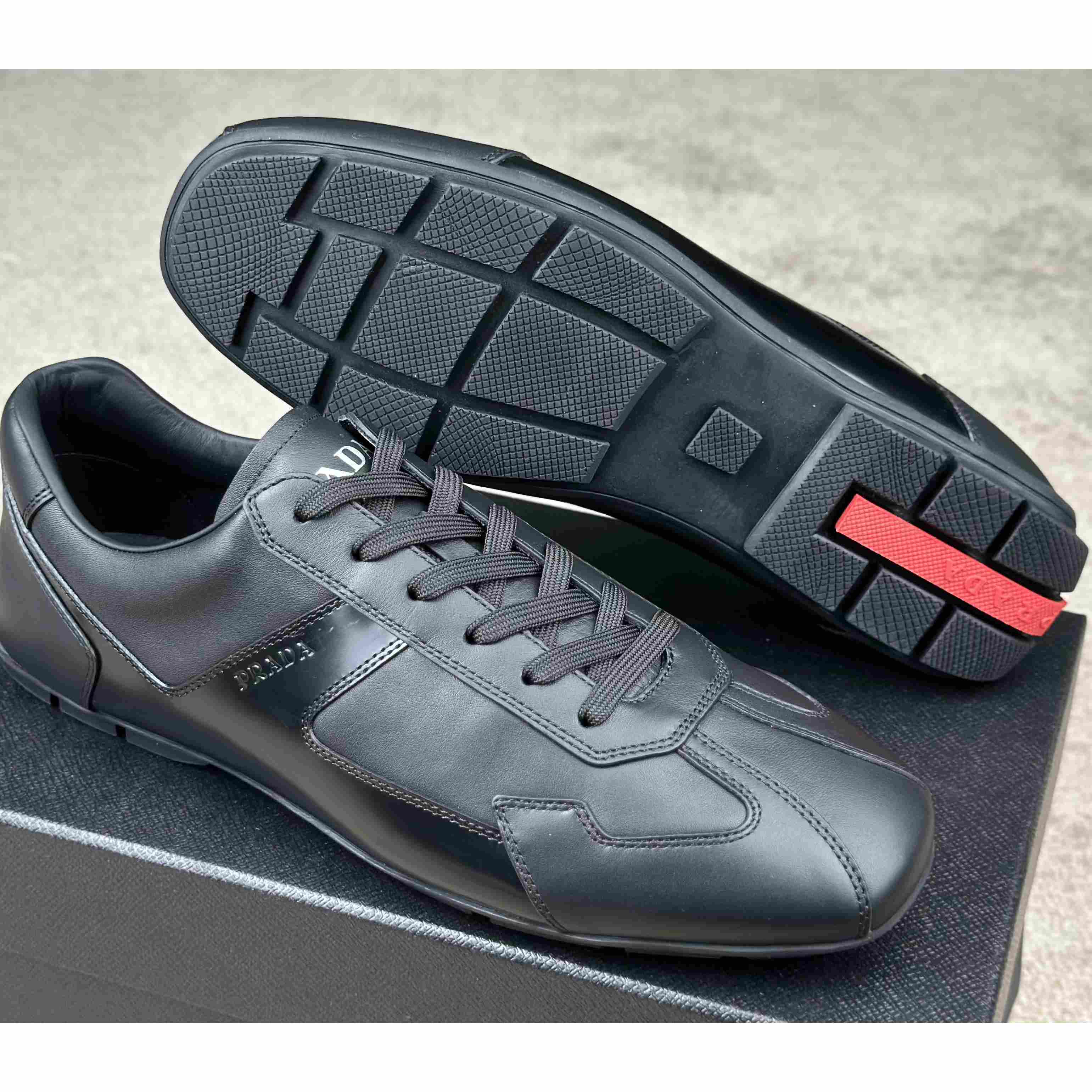 Prada Leather Male Sneaker - DopestKickz