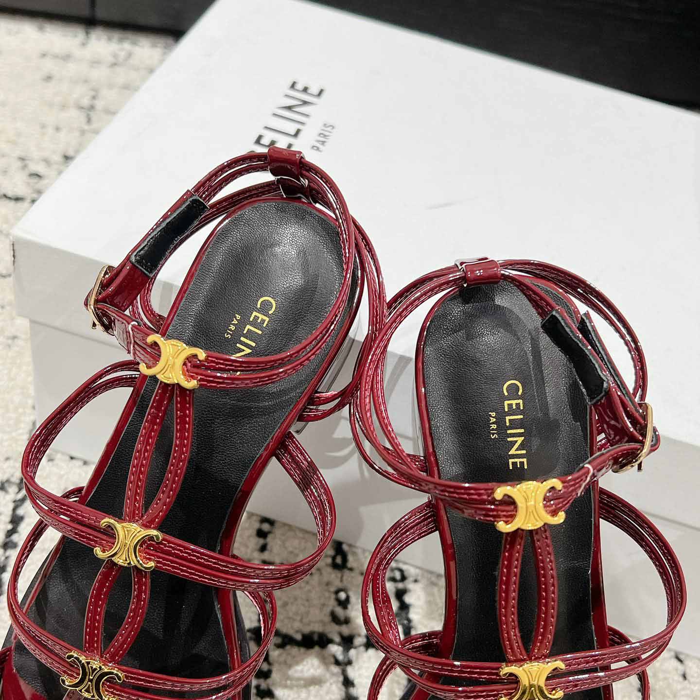 Celine Clemence Multi Triomphe Sandal In Glossy Calfskin - DopestKickz