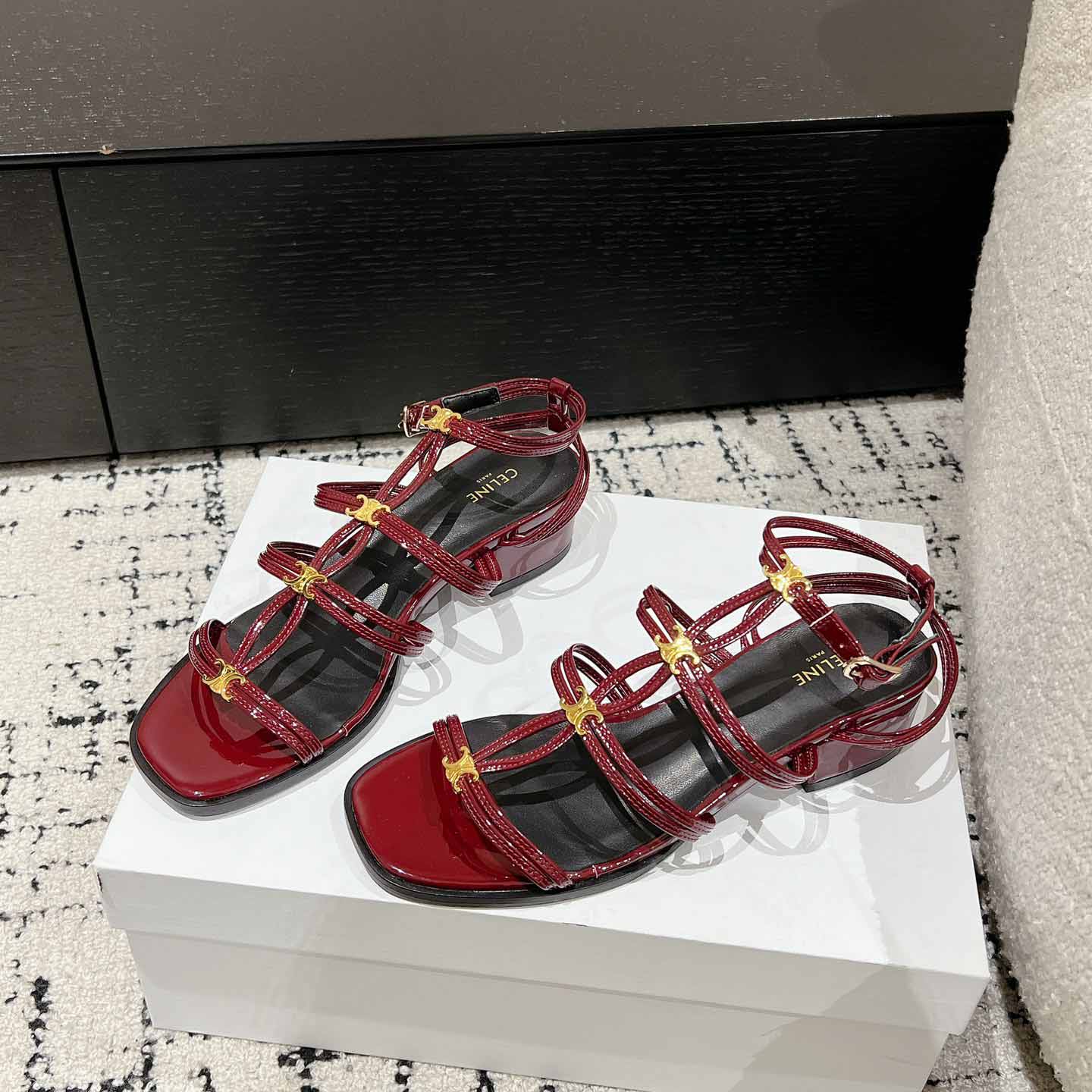 Celine Clemence Multi Triomphe Sandal In Glossy Calfskin - DopestKickz