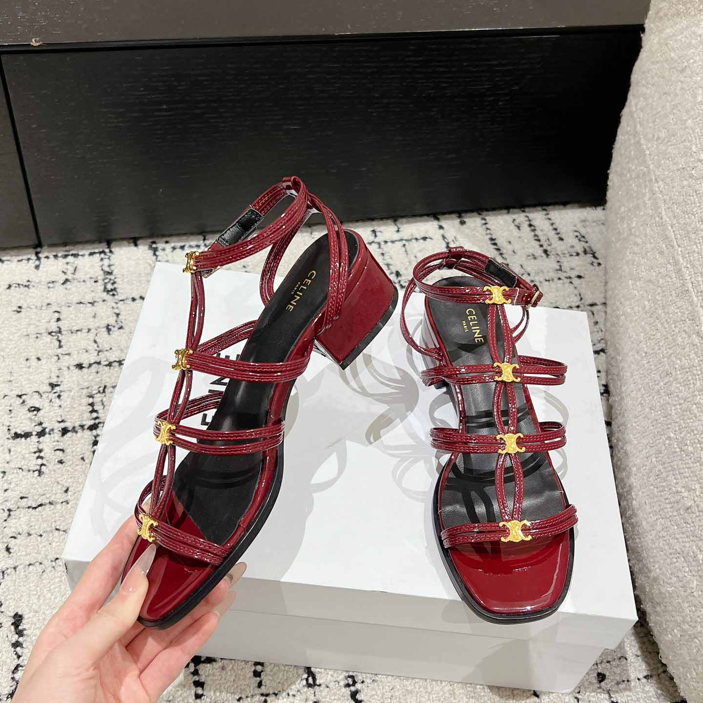 Celine Clemence Multi Triomphe Sandal In Glossy Calfskin - DopestKickz