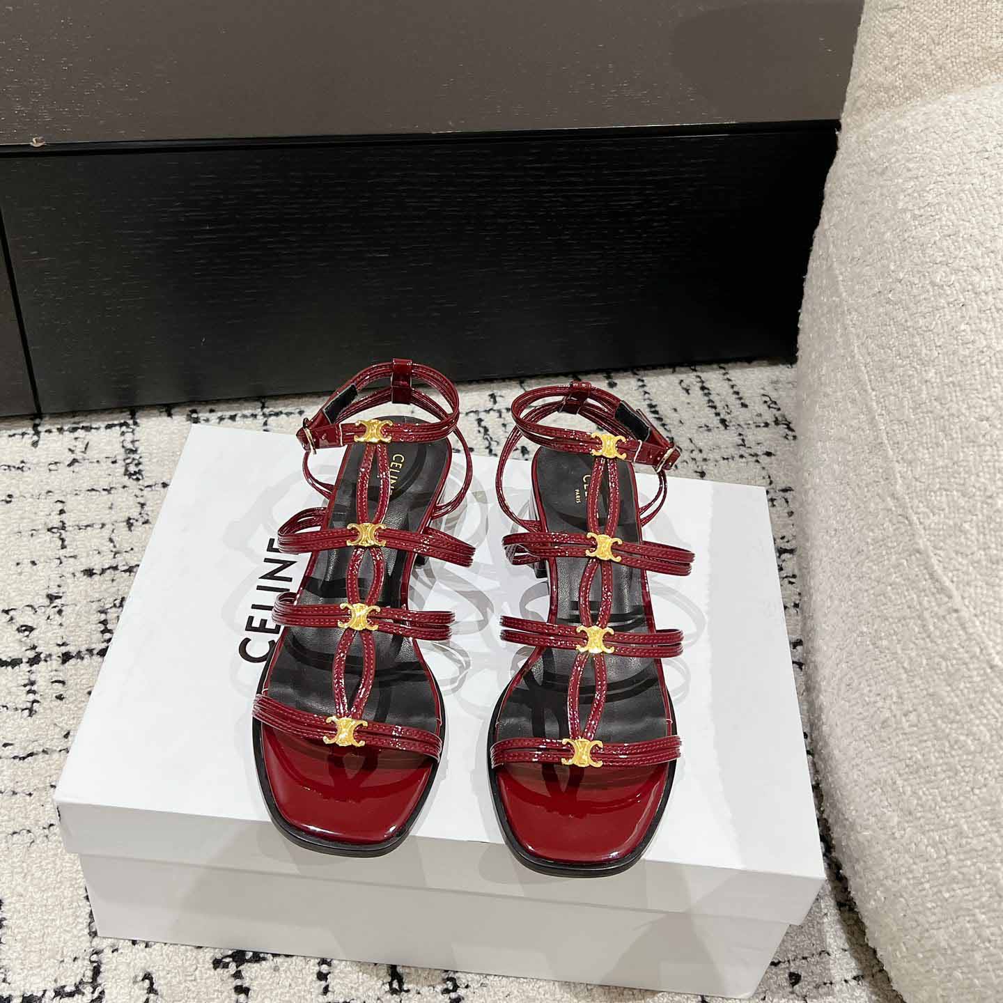 Celine Clemence Multi Triomphe Sandal In Glossy Calfskin - DopestKickz