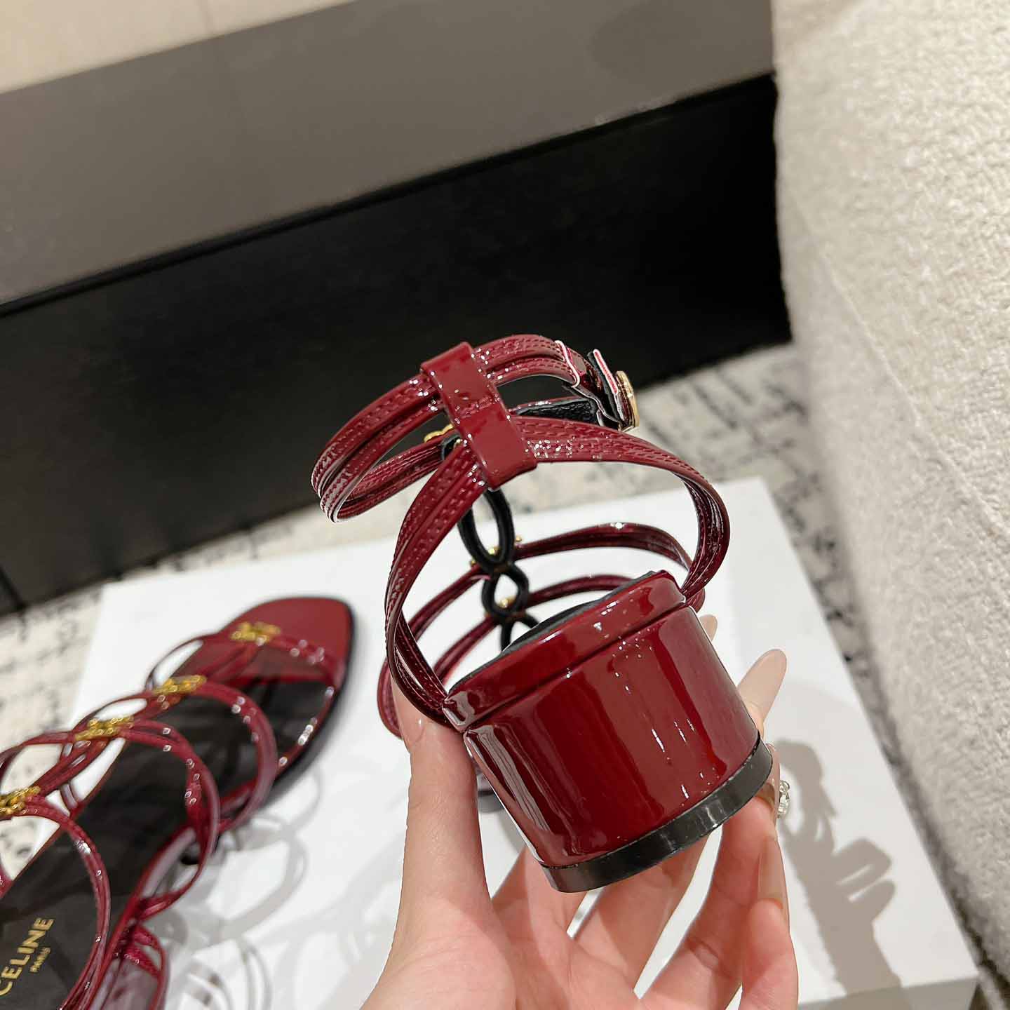 Celine Clemence Multi Triomphe Sandal In Glossy Calfskin - DopestKickz