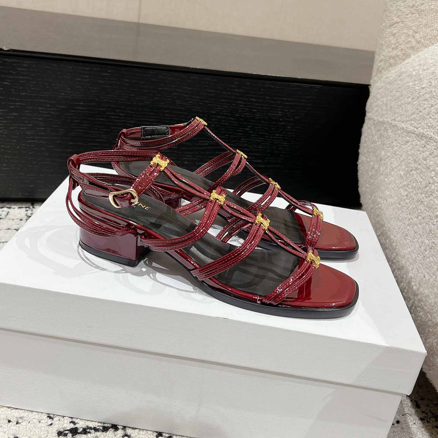 Celine Clemence Multi Triomphe Sandal In Glossy Calfskin - DopestKickz