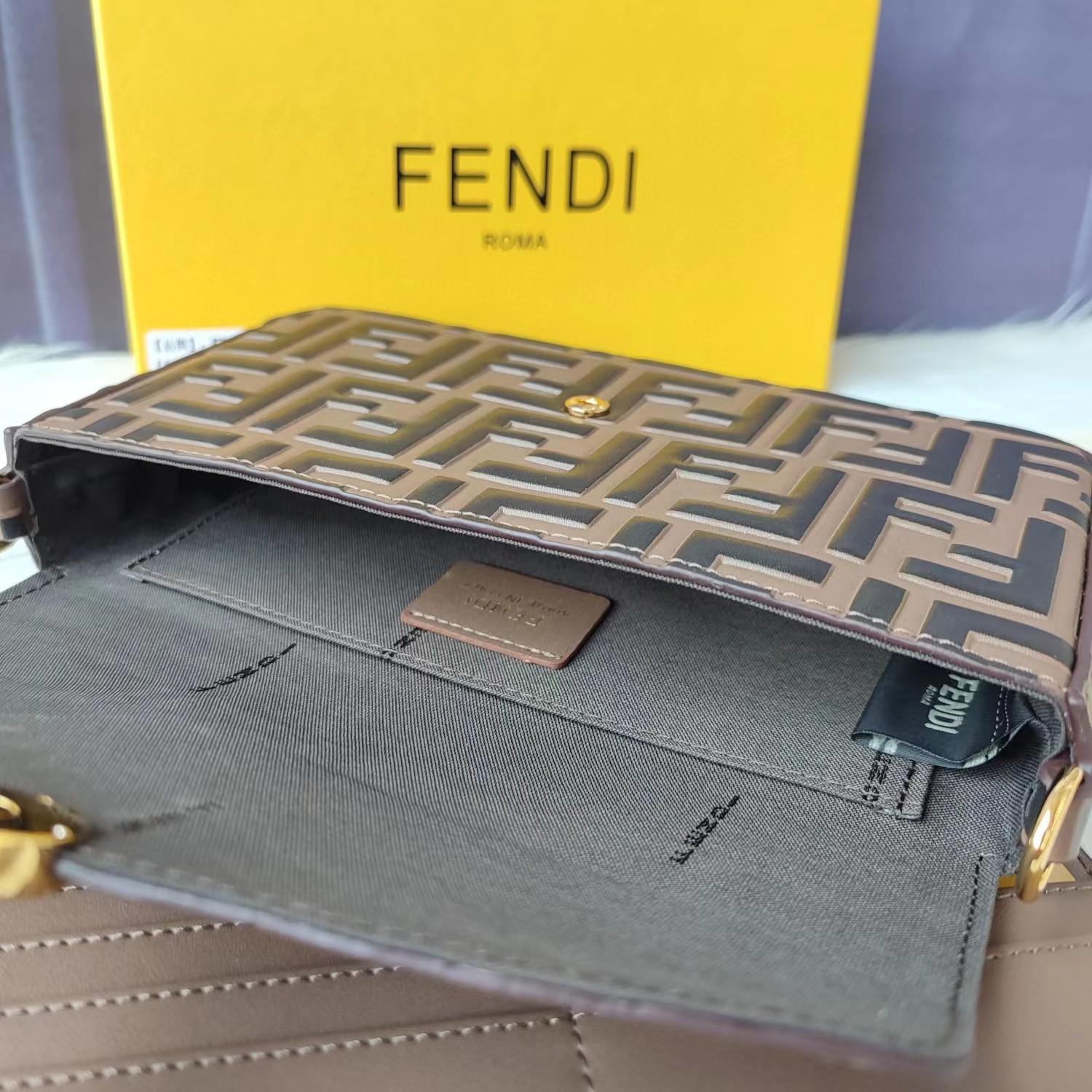 Fendi Envelope Clutch on Chain Zucca Embossed Leather  - DopestKickz