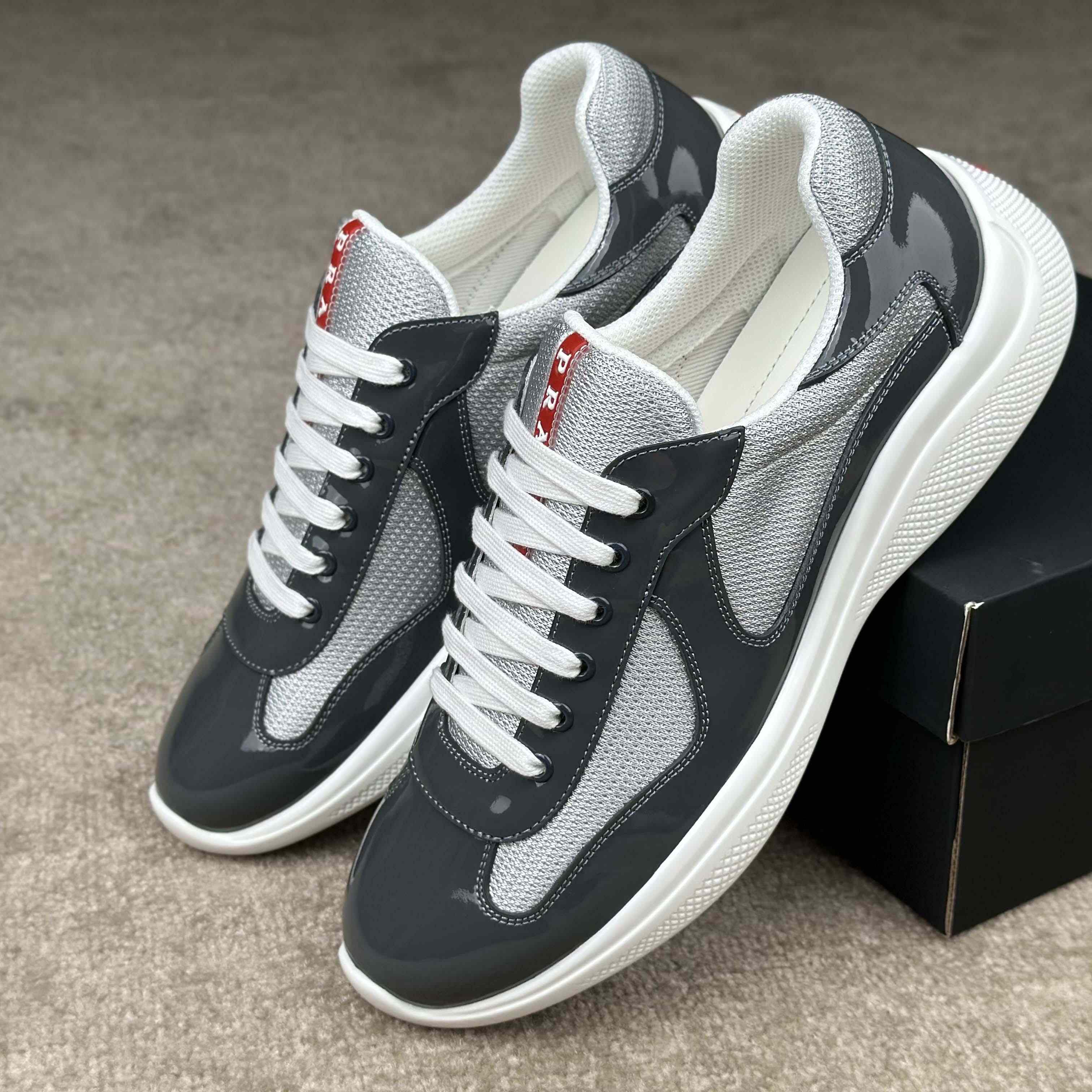 Prada Patent leather And Technical Fabric Prada America's Cup Sneakers - DopestKickz