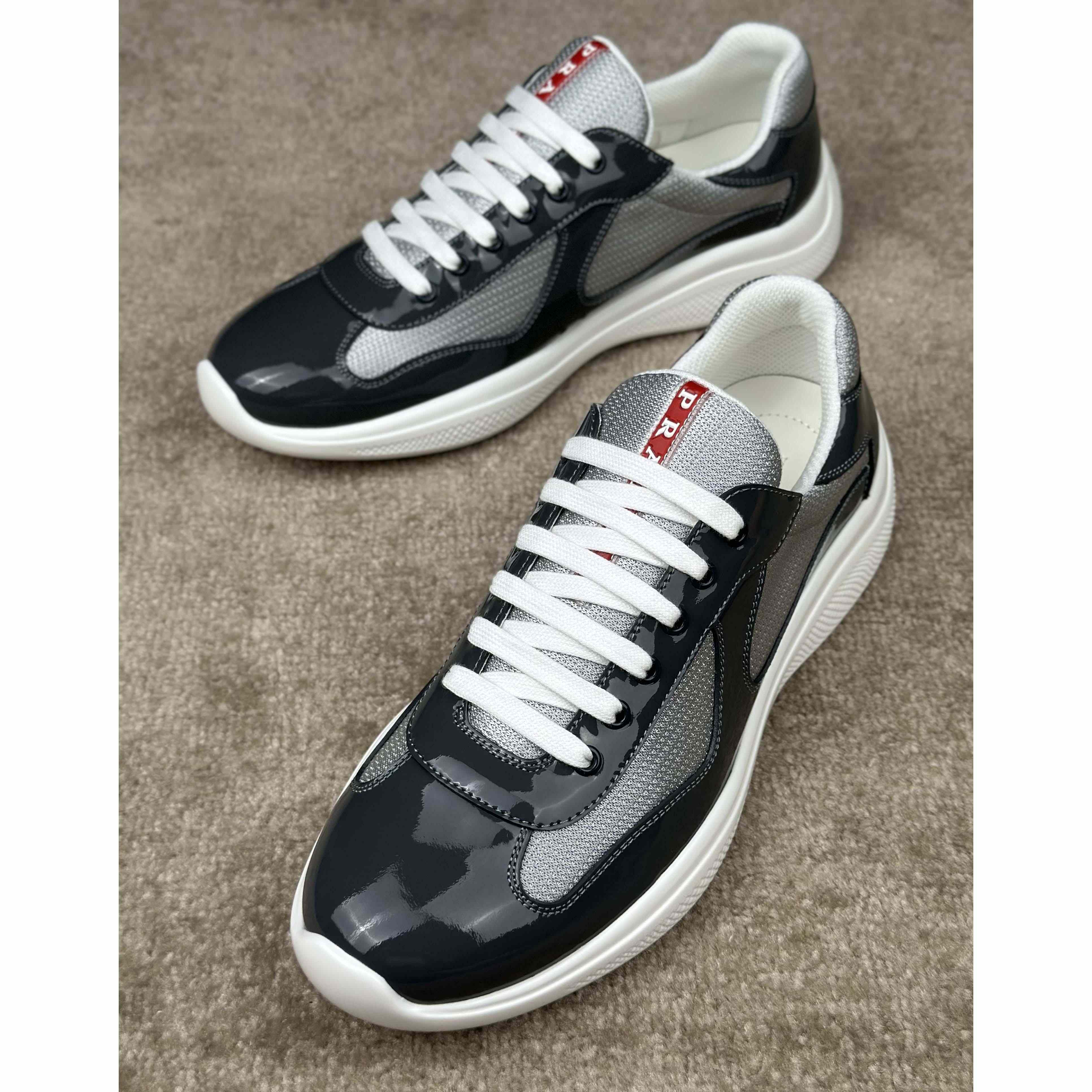 Prada Patent leather And Technical Fabric Prada America's Cup Sneakers - DopestKickz