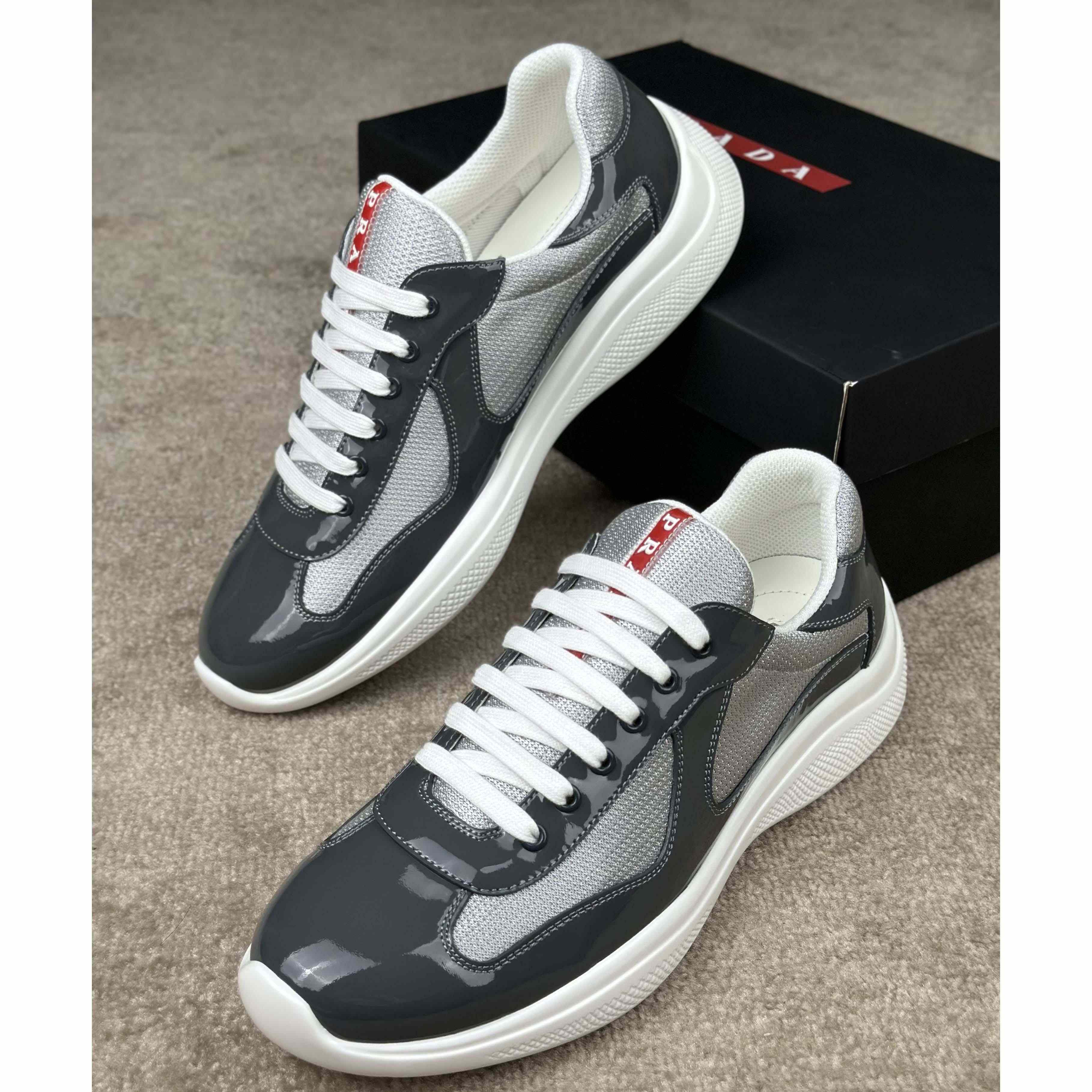 Prada Patent leather And Technical Fabric Prada America's Cup Sneakers - DopestKickz