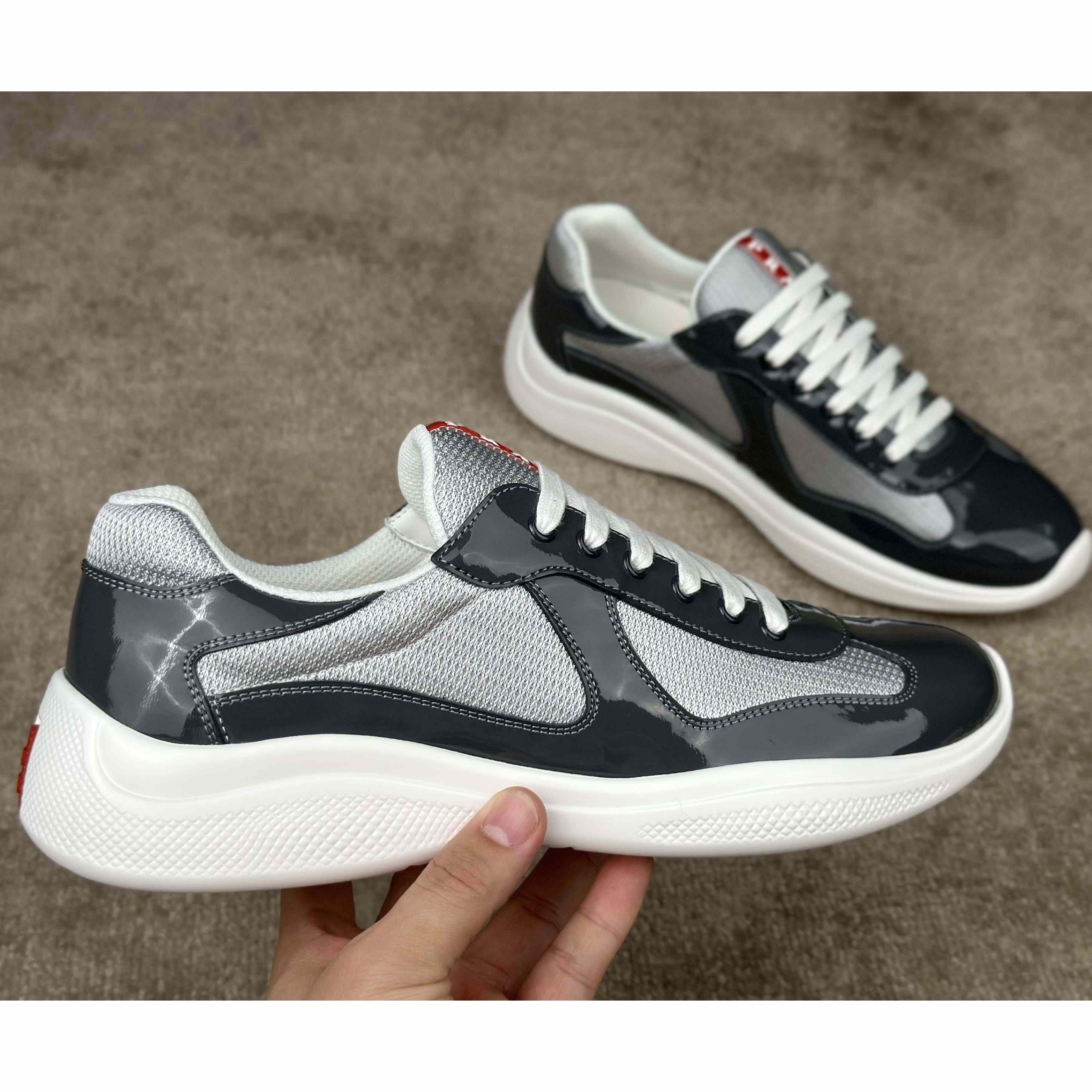 Prada Patent leather And Technical Fabric Prada America's Cup Sneakers - DopestKickz