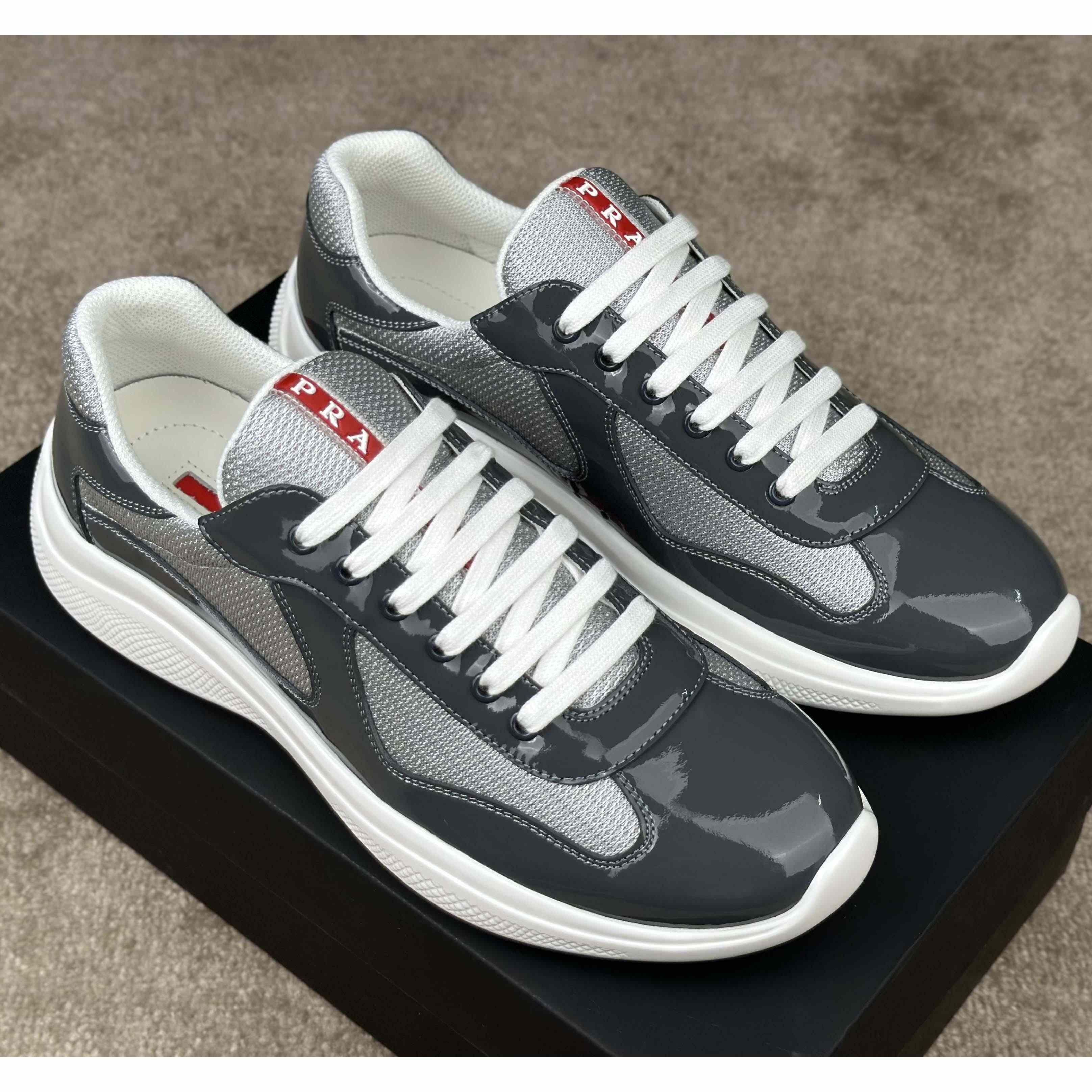 Prada Patent leather And Technical Fabric Prada America's Cup Sneakers - DopestKickz