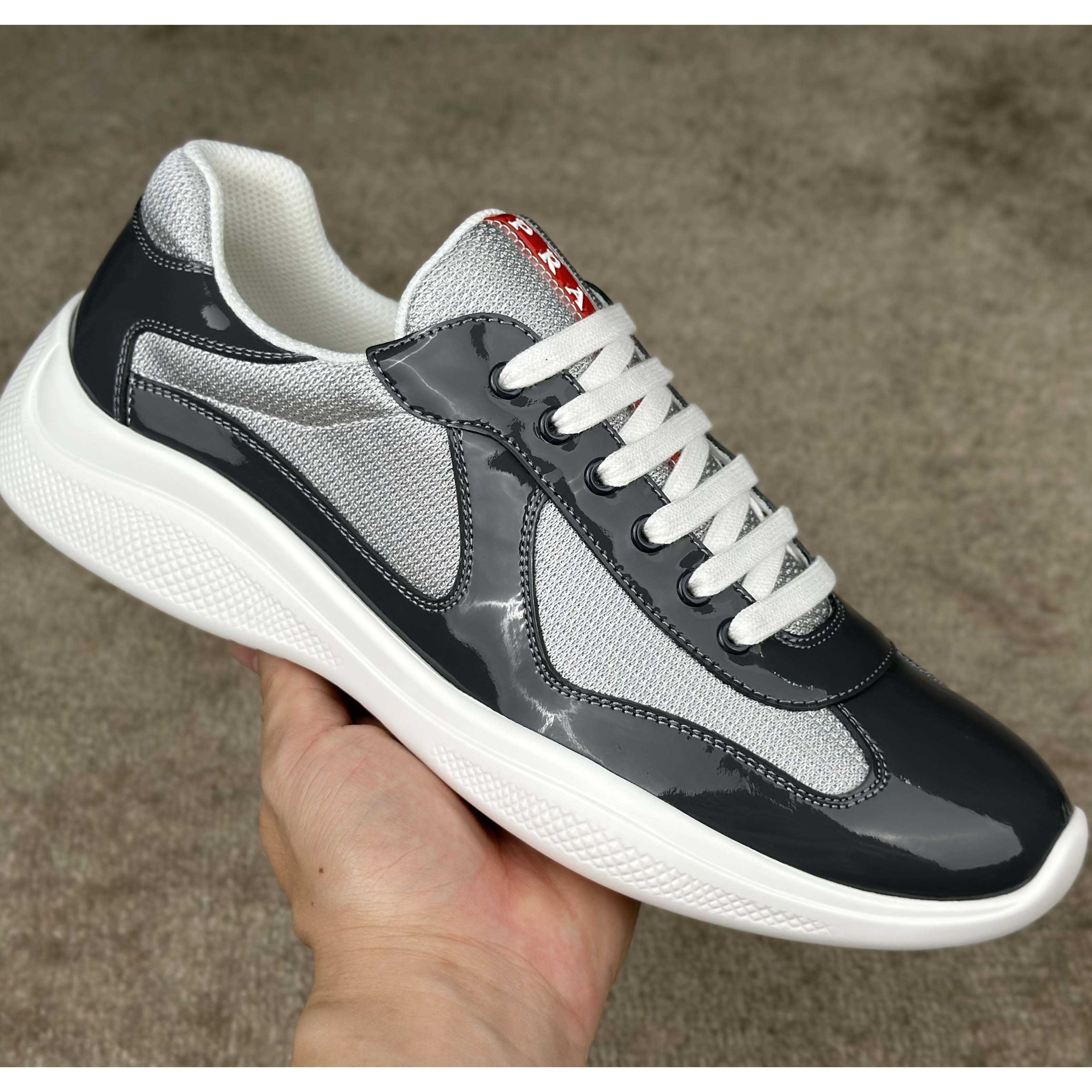 Prada Patent leather And Technical Fabric Prada America's Cup Sneakers - DopestKickz