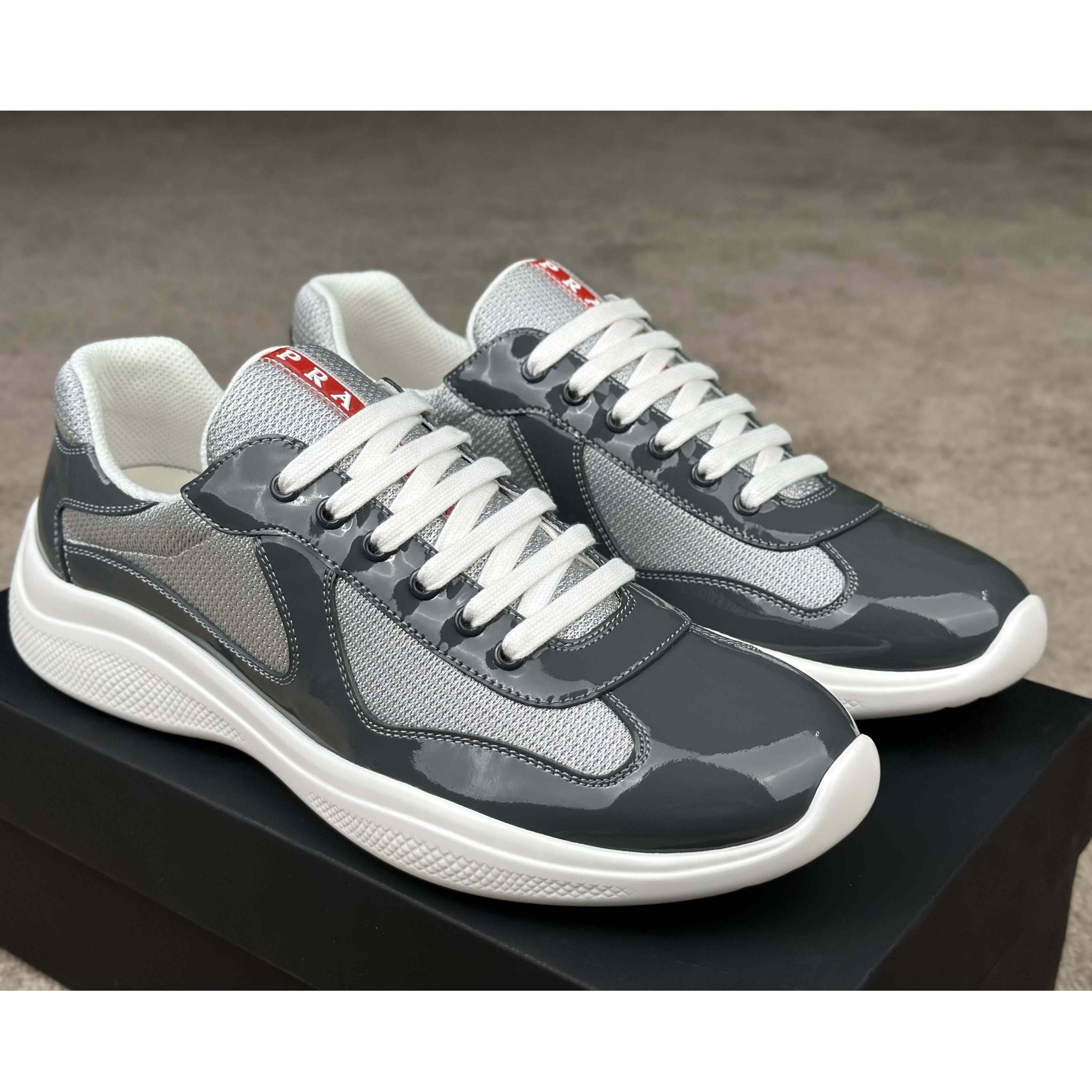 Prada Patent leather And Technical Fabric Prada America's Cup Sneakers - DopestKickz