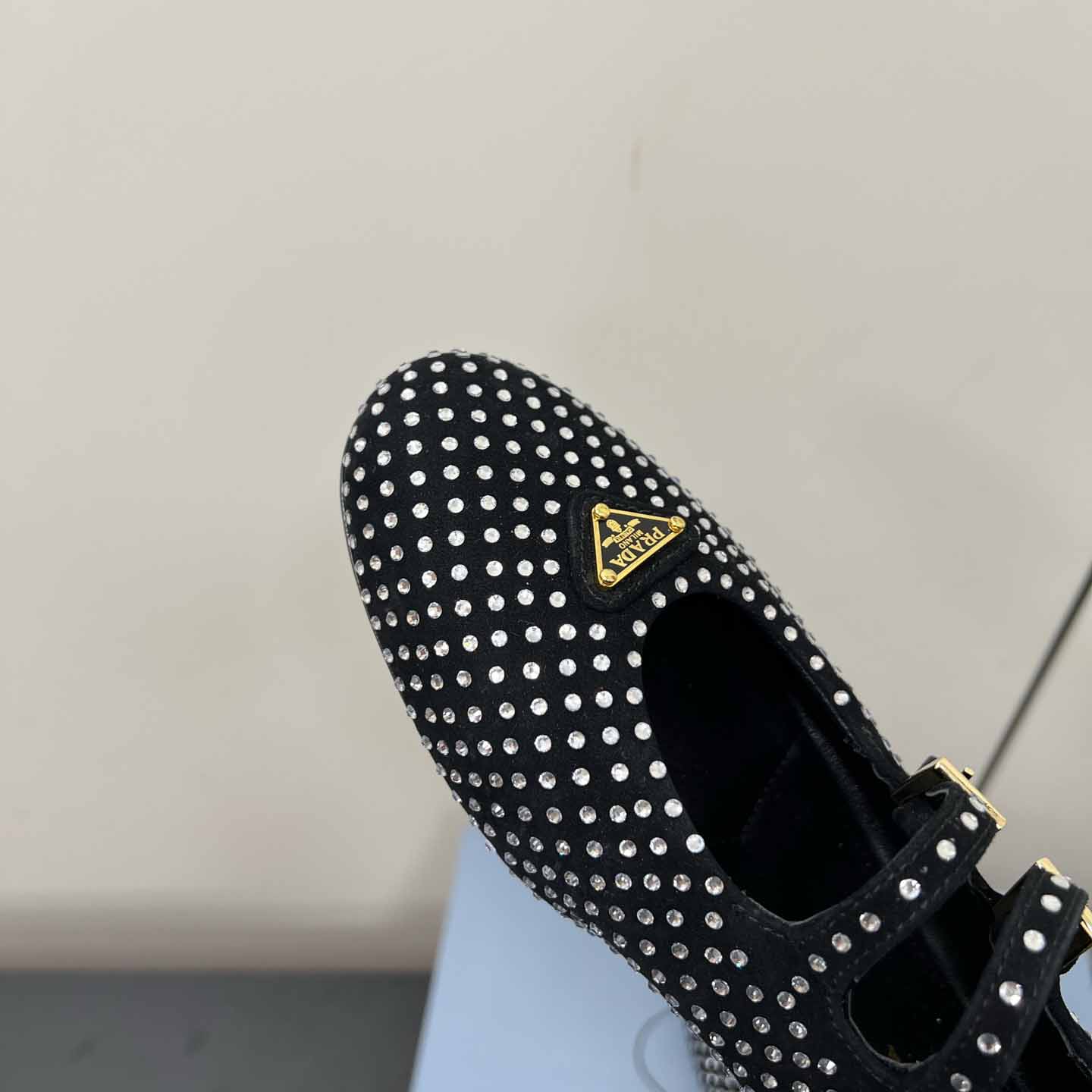 Prada Suede Ballerinas With Crystals - DopestKickz