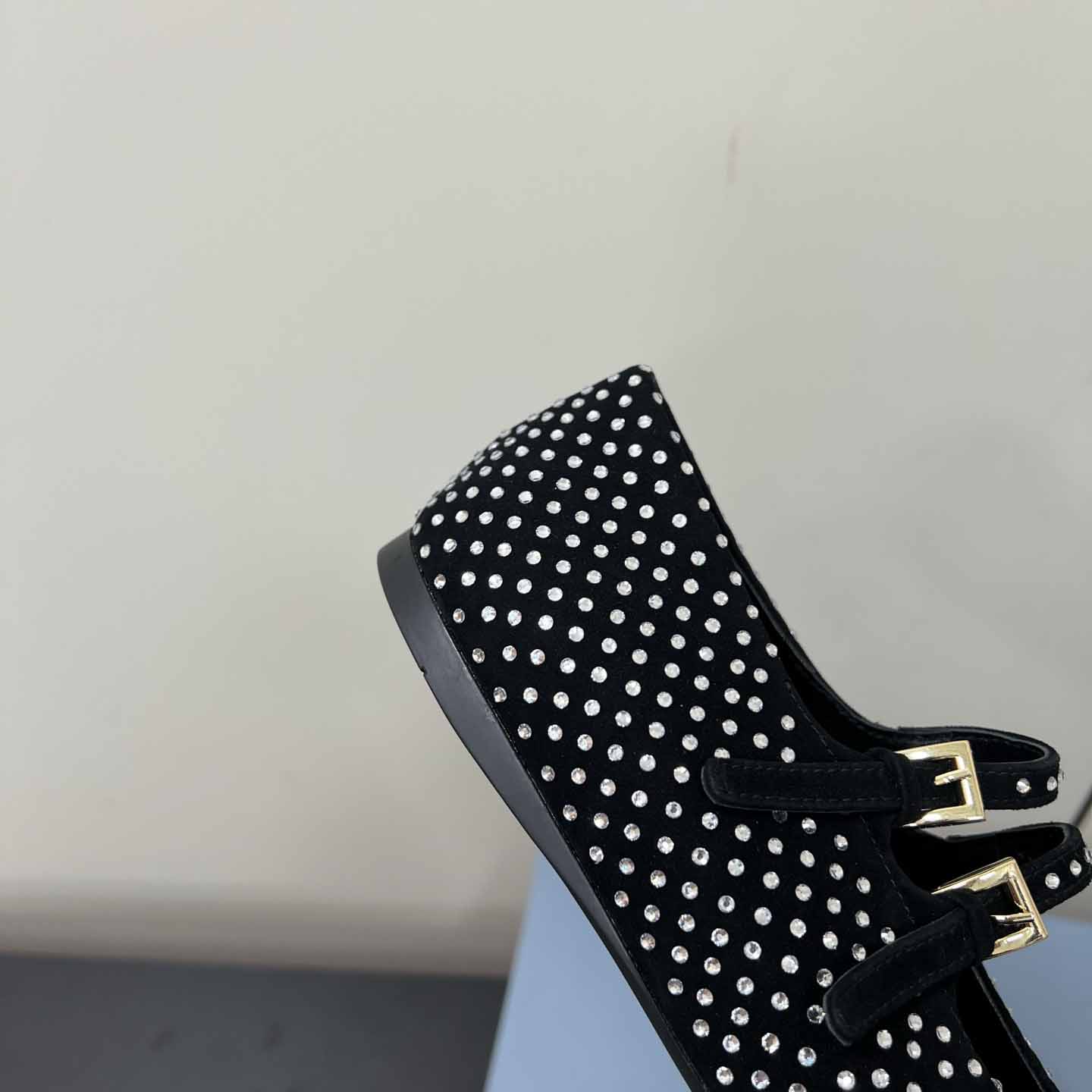 Prada Suede Ballerinas With Crystals - DopestKickz