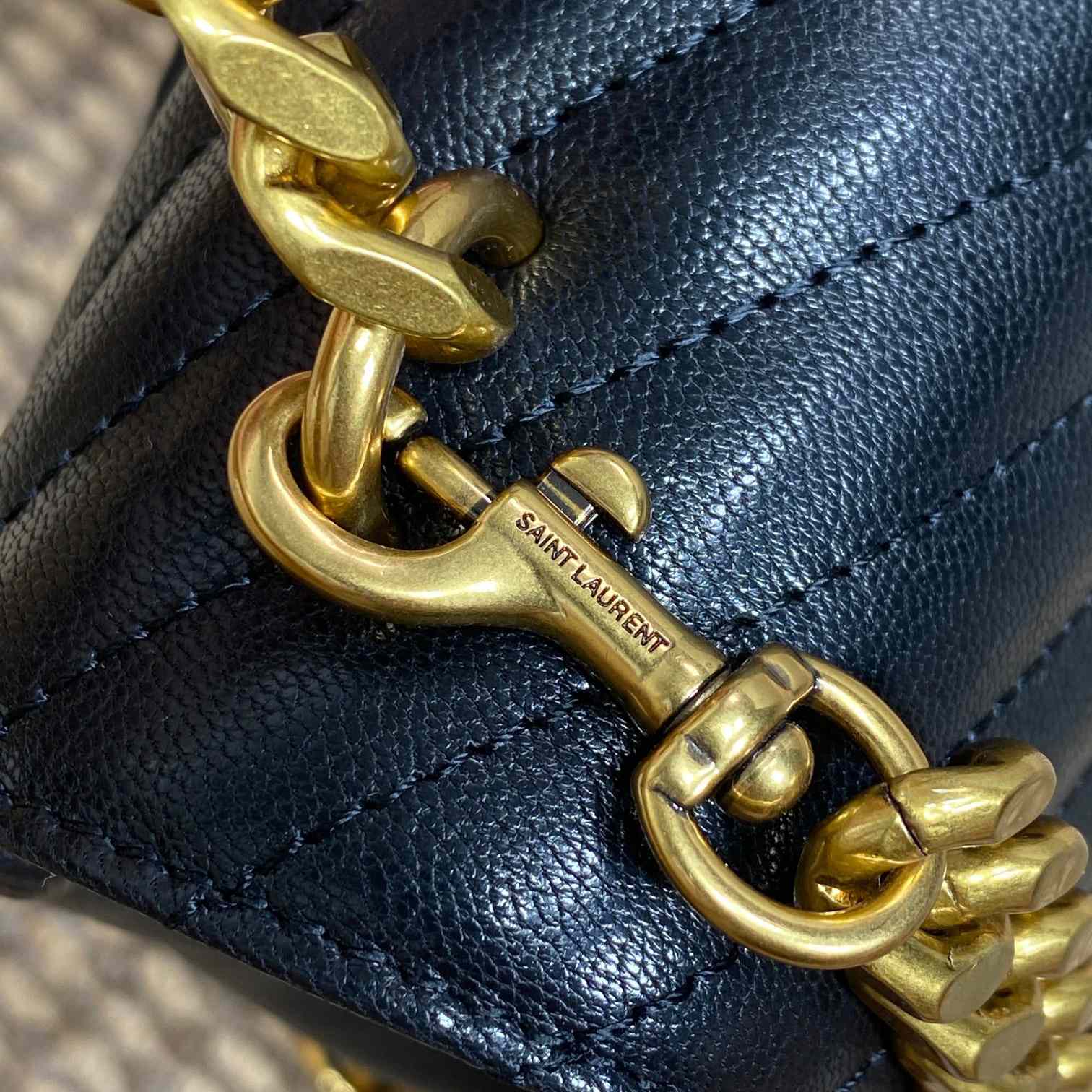 Saint Laurent Black Matelassé Sheepskin Large College Bag  32cm - DopestKickz