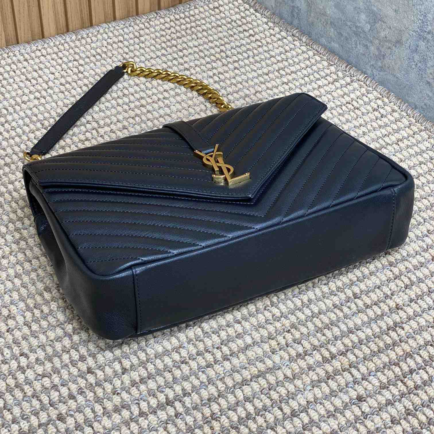 Saint Laurent Black Matelassé Sheepskin Large College Bag  32cm - DopestKickz