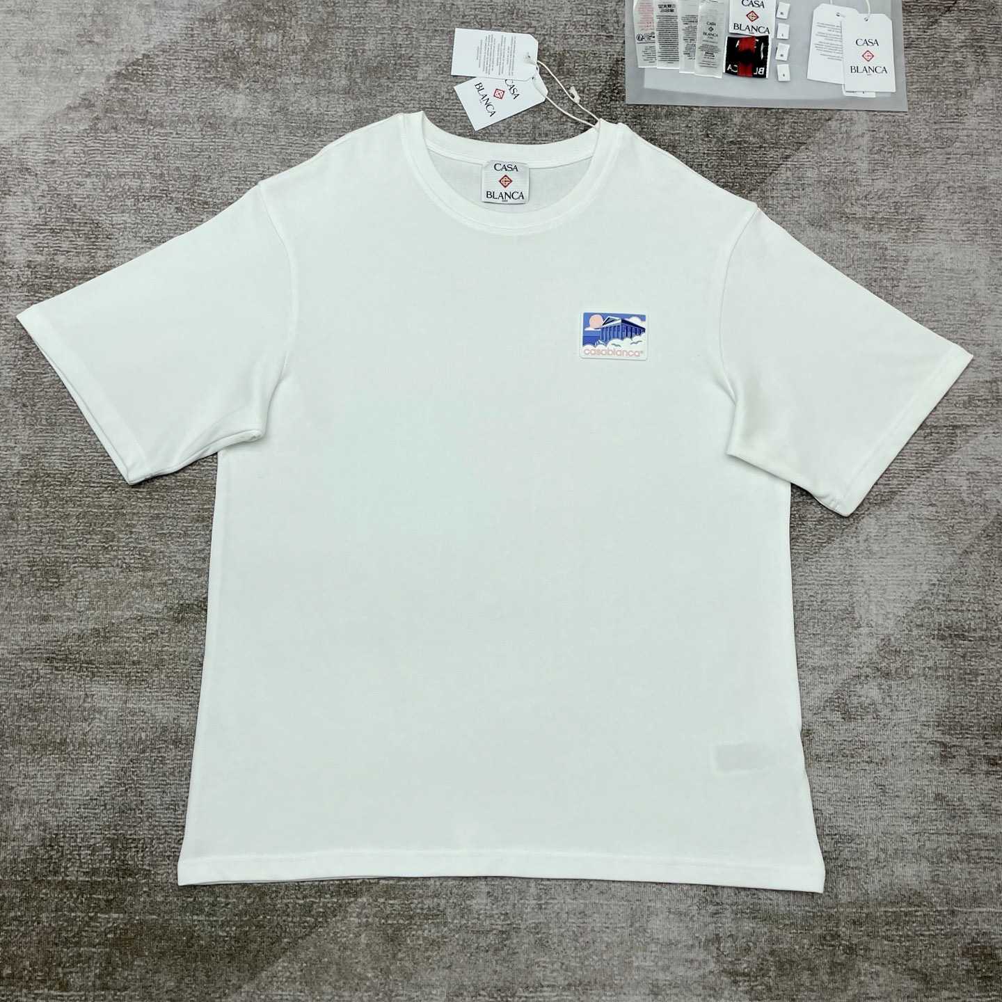 Casablanca White Greek Temple Applique Jersey T-Shirt   C978 - DopestKickz